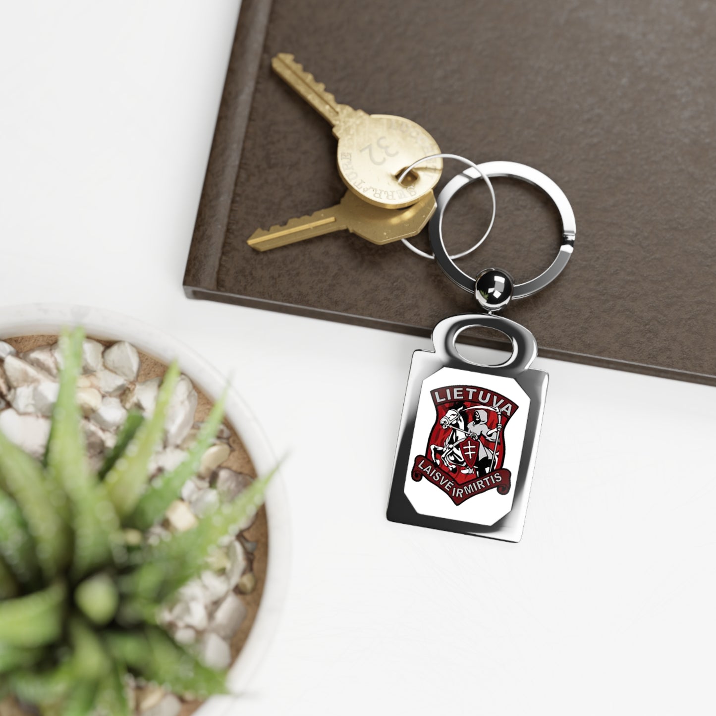 Personalized Rectangle Photo Keyring with Lithuania Design "Laisve ir Mirtis"