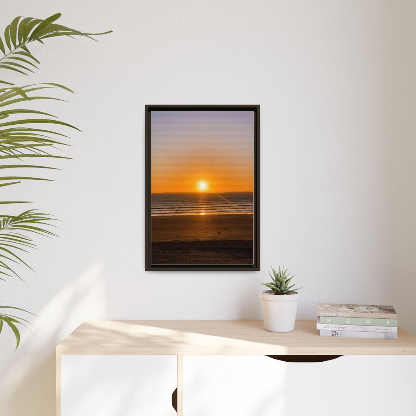Sunset in Ocean Matte Canvas, Framed (Multi-color)