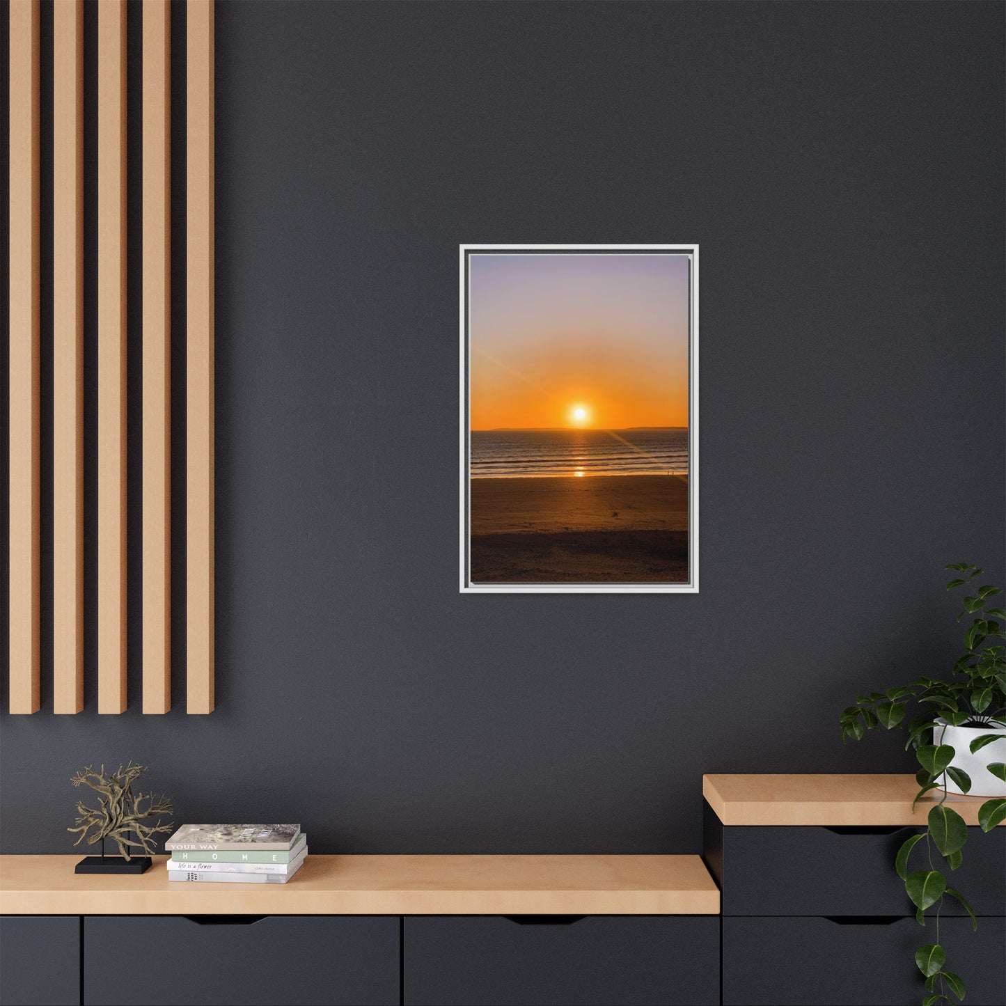 Sunset in Ocean Matte Canvas, Framed (Multi-color)