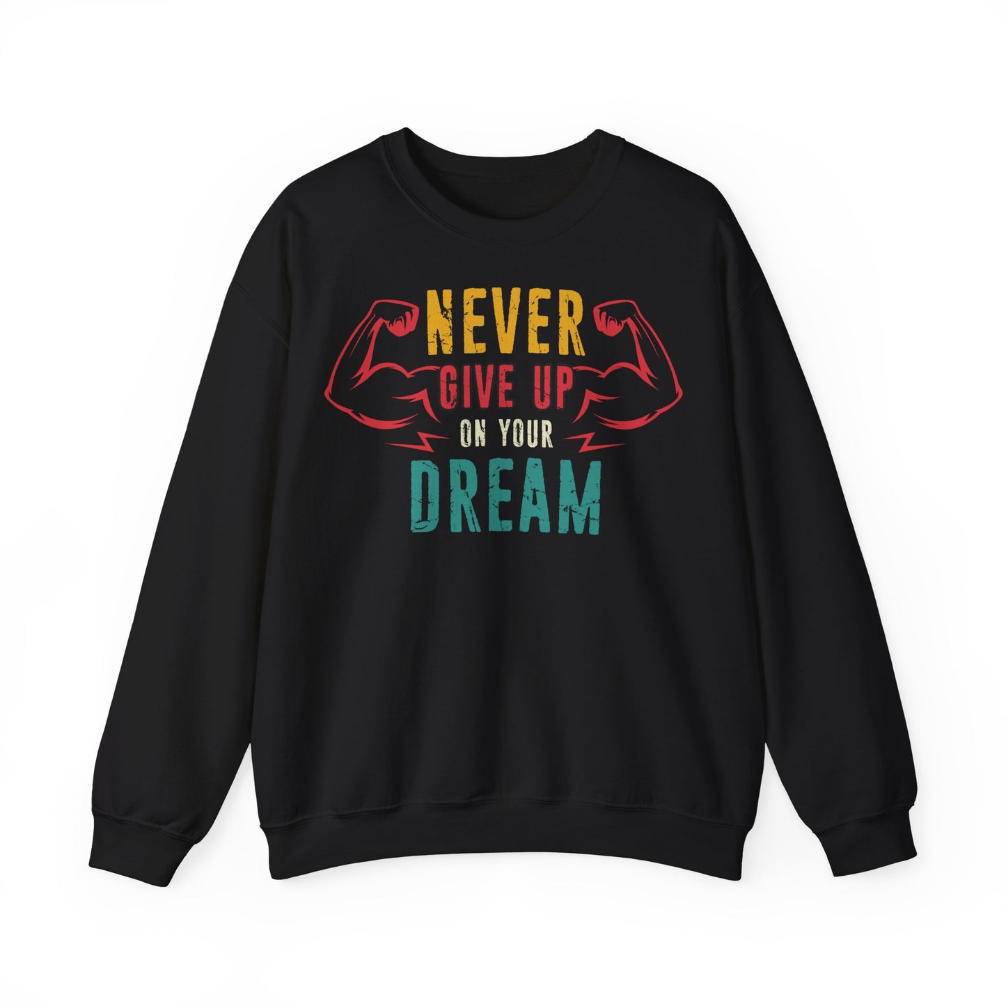 Motivational Unisex Heavy Blend™ Crewneck Sweatshirt - "Never Give Up on Your Dream" Regular
