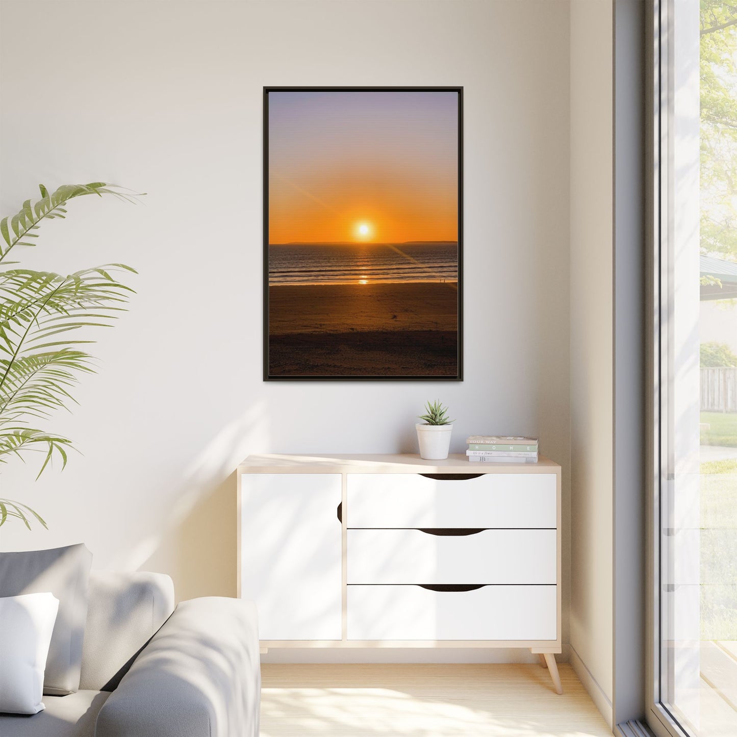 Sunset in Ocean Matte Canvas, Framed (Multi-color)