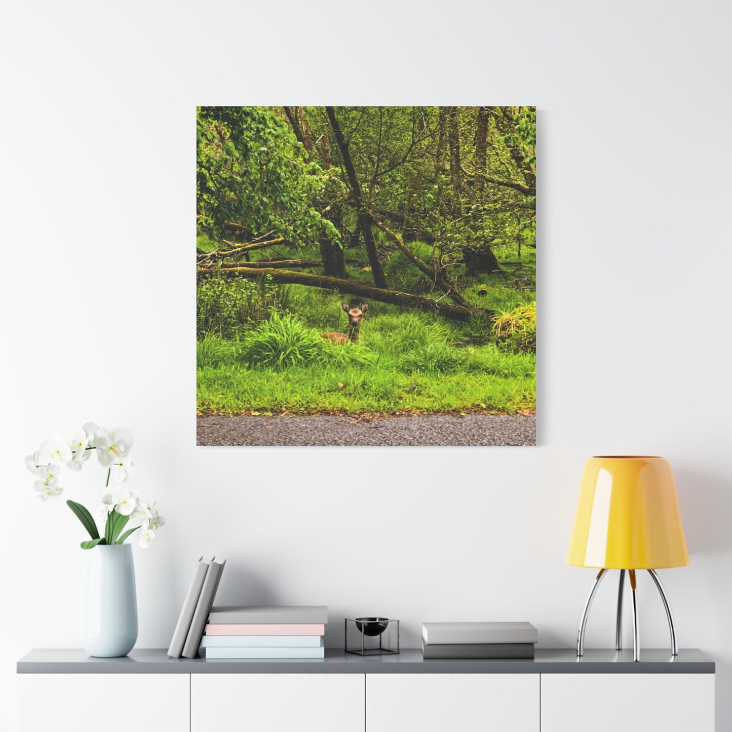 Deer in Ditch Matte Canvas, Stretched, 1.25"