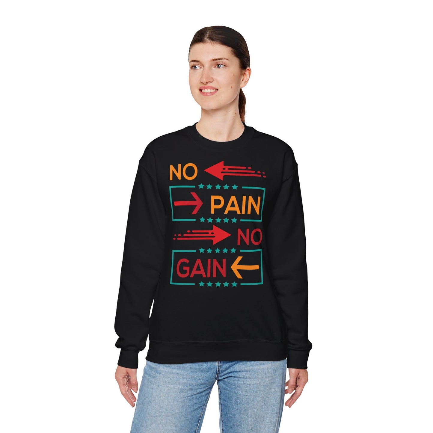 Motivational 'No Pain No Gain' Gym Unisex Heavy Blend™ Crewneck Sweatshirt