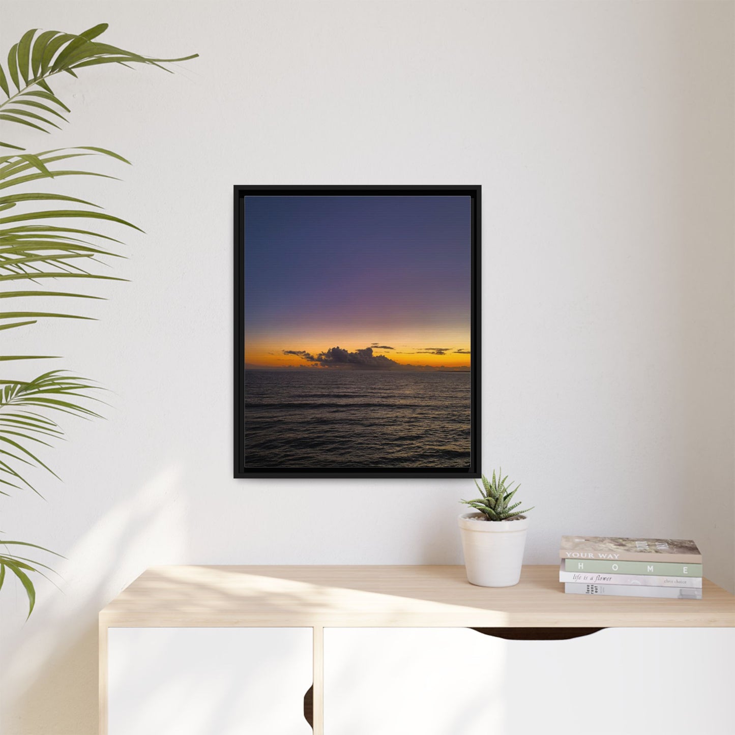 Sunset in Ocean 2 Matte Canvas, Framed (Multi-color)