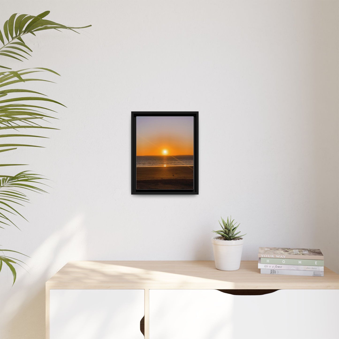 Sunset in Ocean Matte Canvas, Framed (Multi-color)