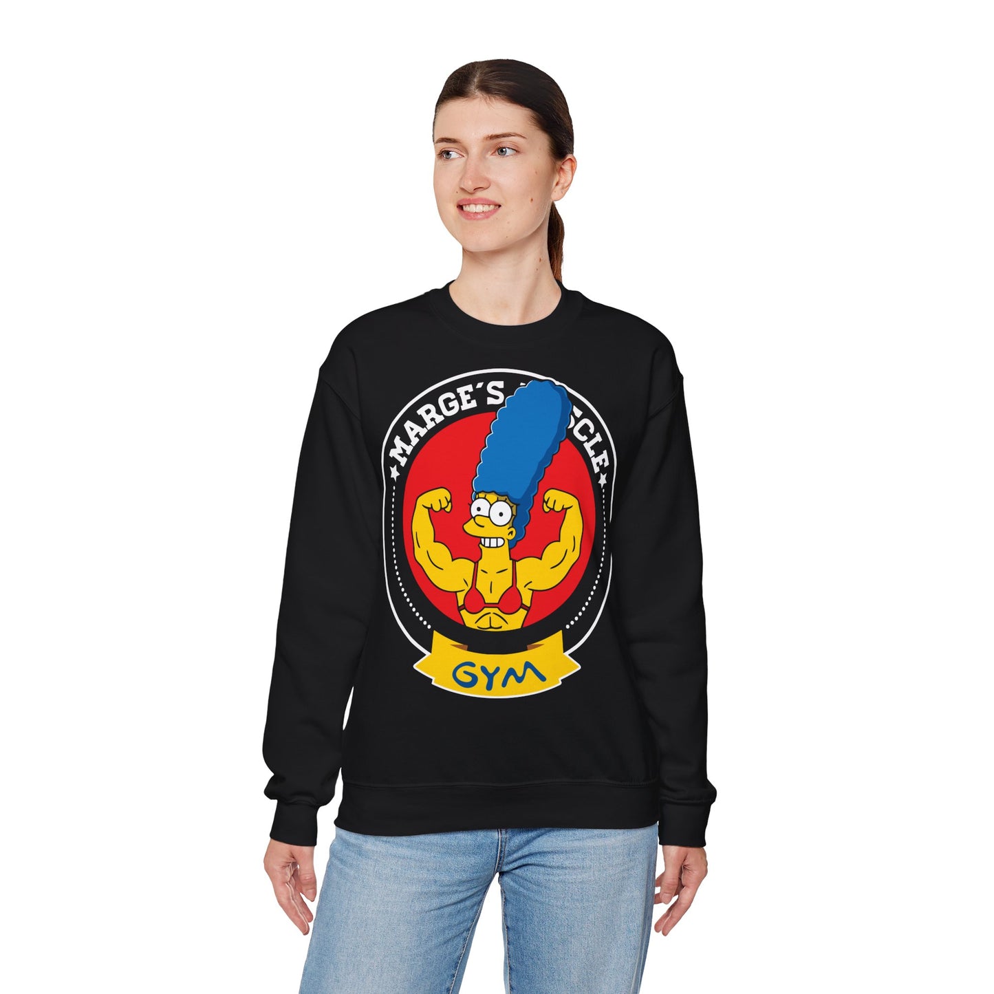 Marge's Muscle Gym Unisex Heavy Blend™ Crewneck Sweatshirt - Funny Sweatshirt for Fitness Enthusiasts Black