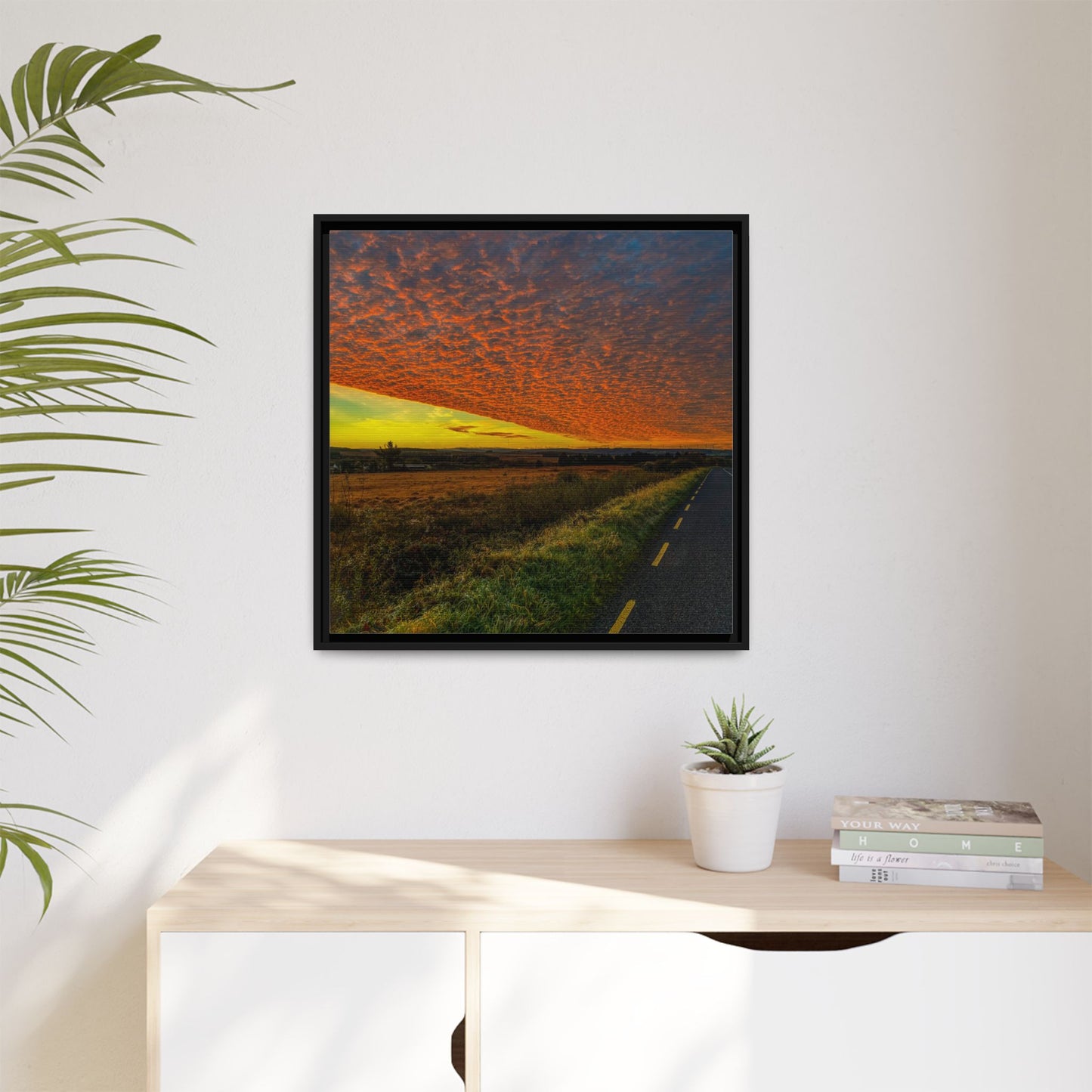 Cloudy Sunset Matte Canvas, Framed (Multi-color)