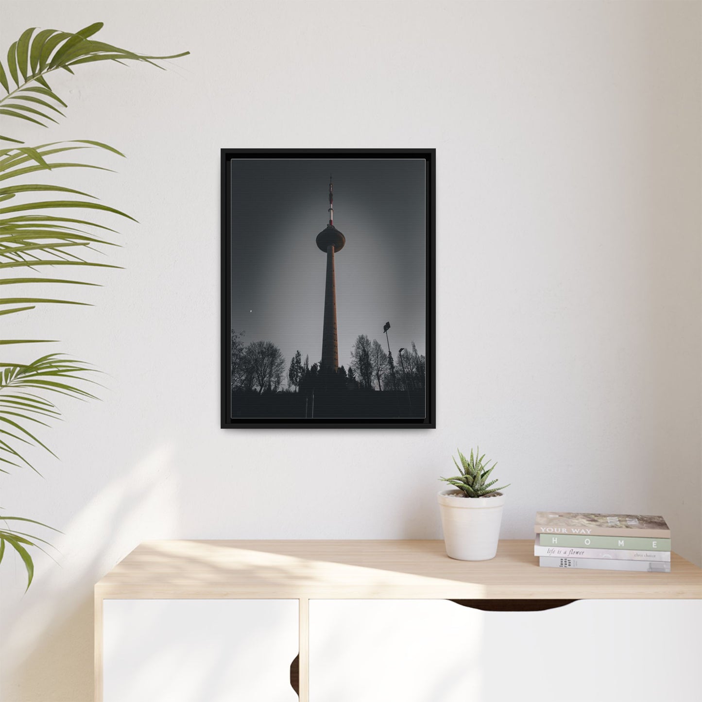TV Tower Matte Canvas, Framed (Multi-color)
