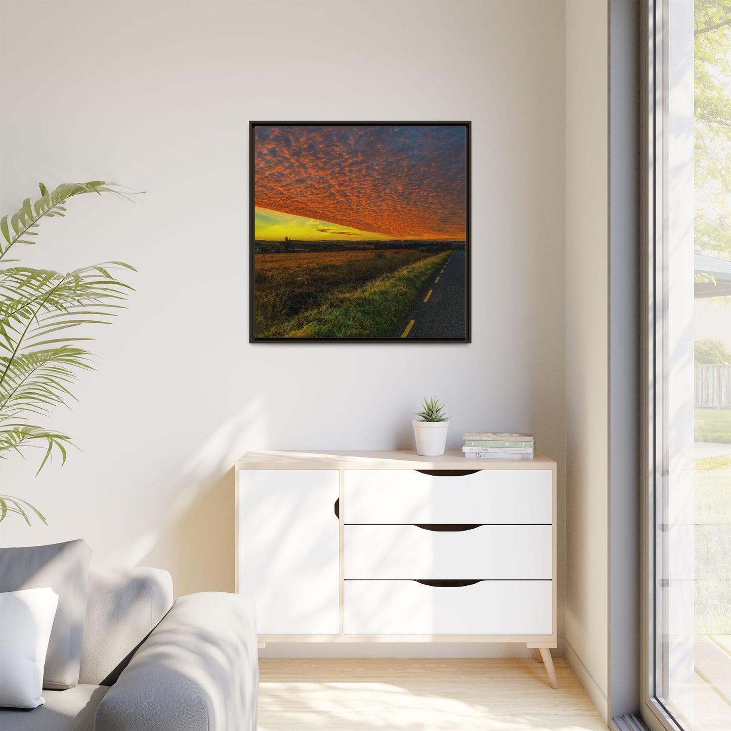 Cloudy Sunset Matte Canvas, Framed (Multi-color)