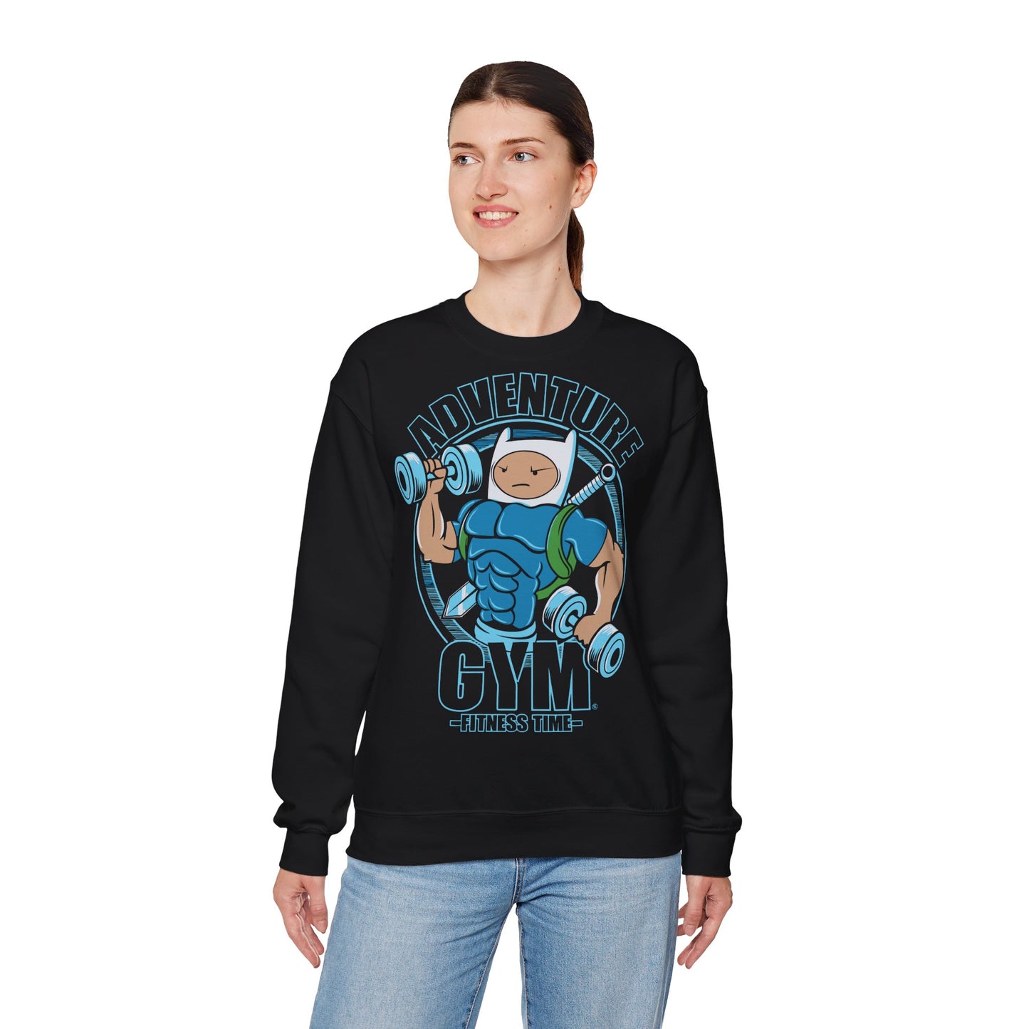 Adventure Gym Fitness Time Crewneck Sweatshirt Only Black