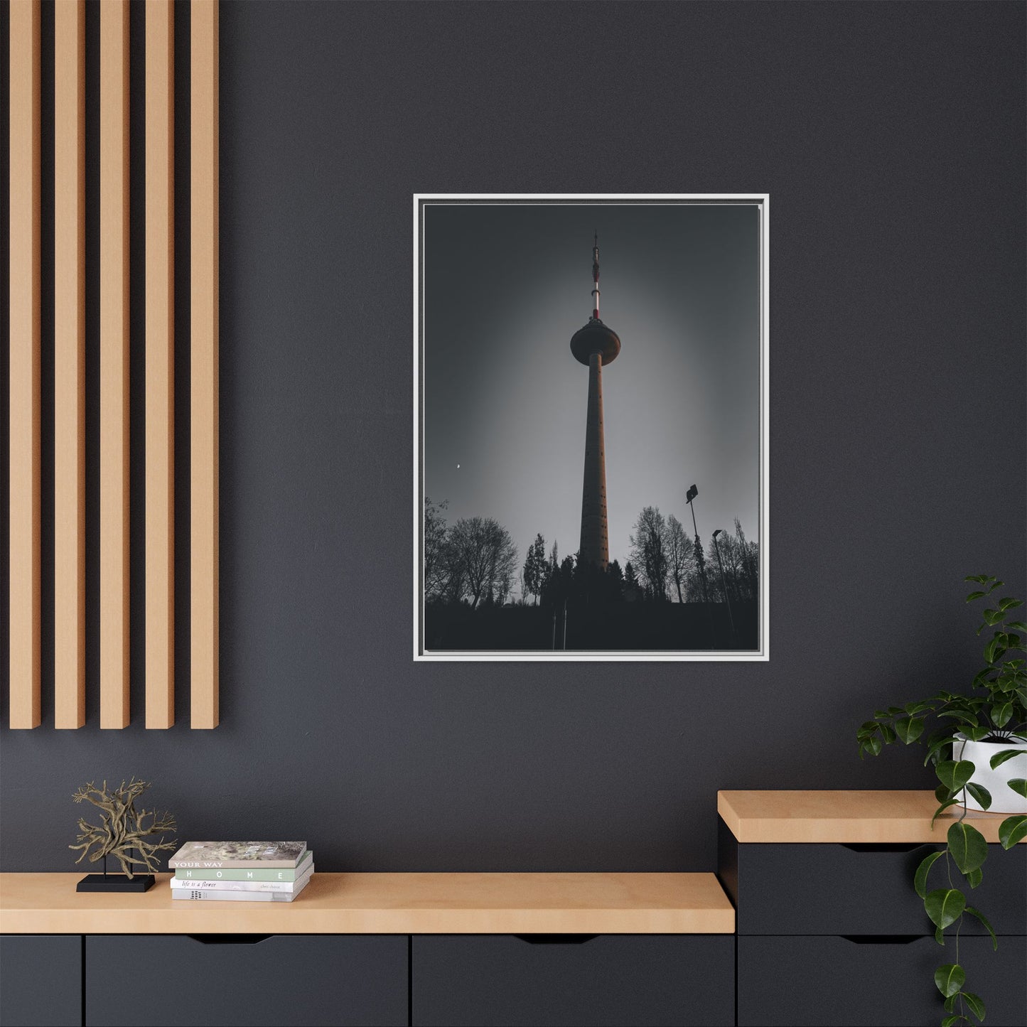 TV Tower Matte Canvas, Framed (Multi-color)