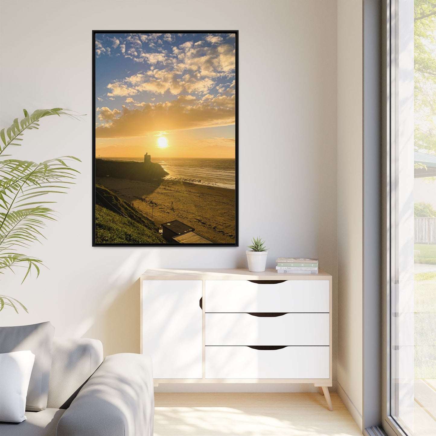 Ballybunion Sunset Castle Matte Canvas, Framed (Multi-color)