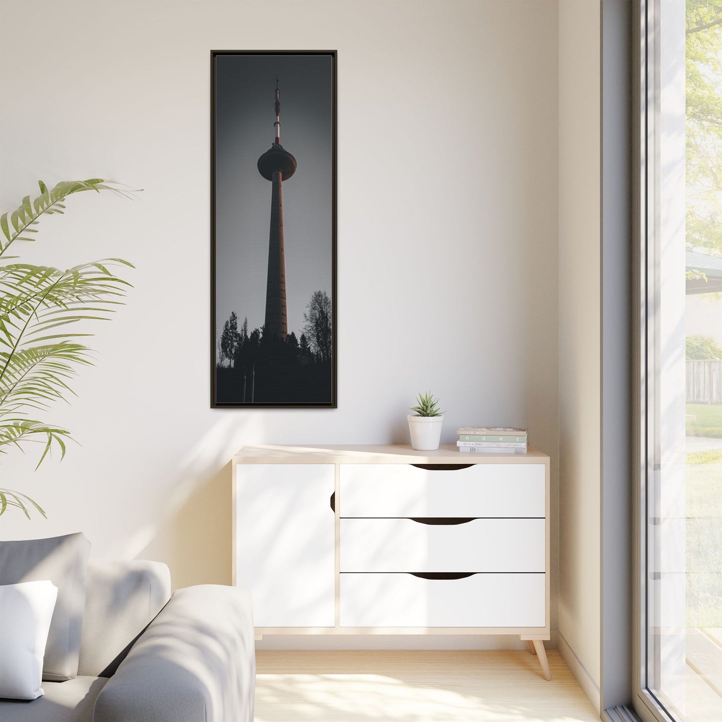 TV Tower Matte Canvas, Framed (Multi-color)