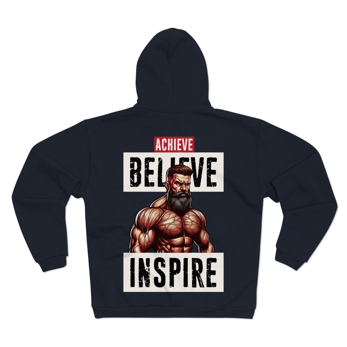 Achieve Believe Inspire Unisex Hooded Zip Sweatshirt - Motivational Fitness Apparel
