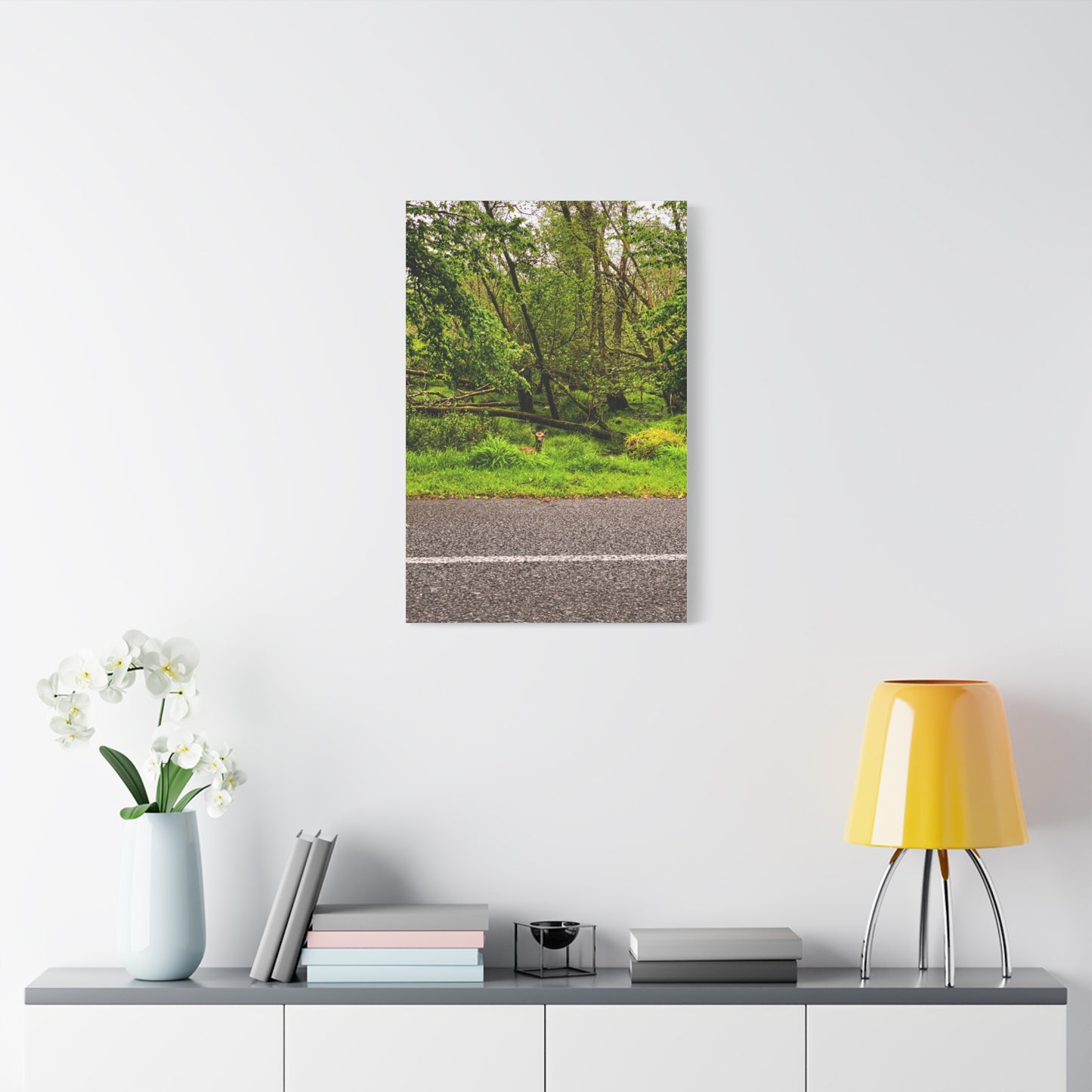Deer in Ditch Matte Canvas, Stretched, 1.25"