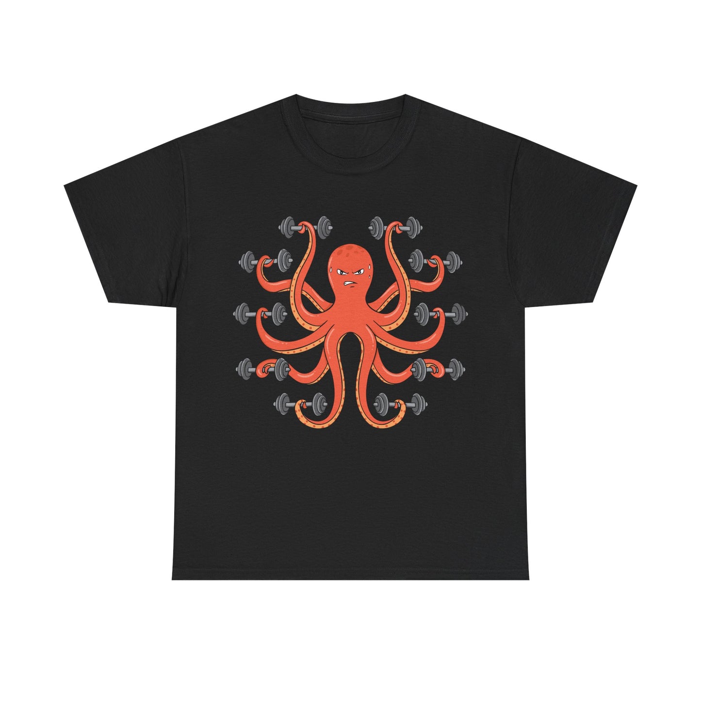 Gym Octopus Unisex Heavy Cotton Tee - Funny Fitness Shirt Black