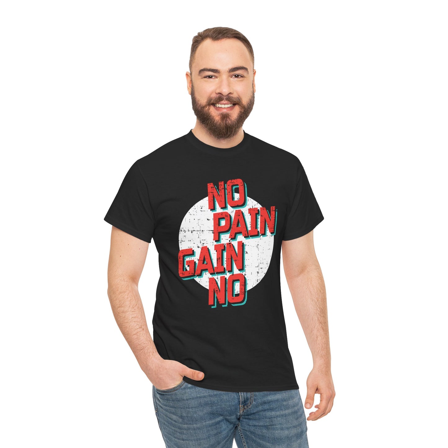 Motivational Workout Tee: 'No Pain No Gain' Unisex Heavy Cotton T-Shirt