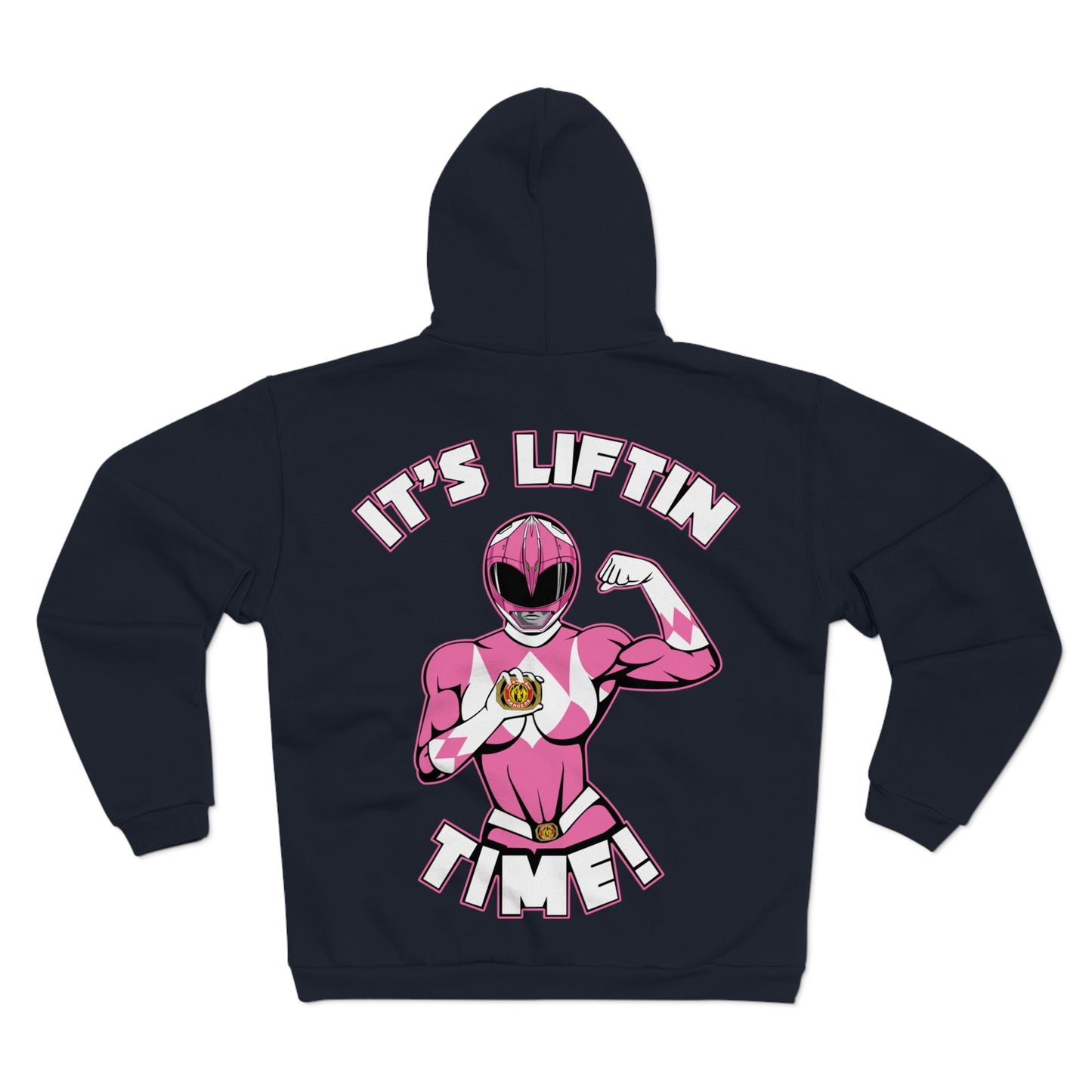 Powerful Pink Hero Unisex Hooded Zip Sweatshirt "It's Liftin' Time!"