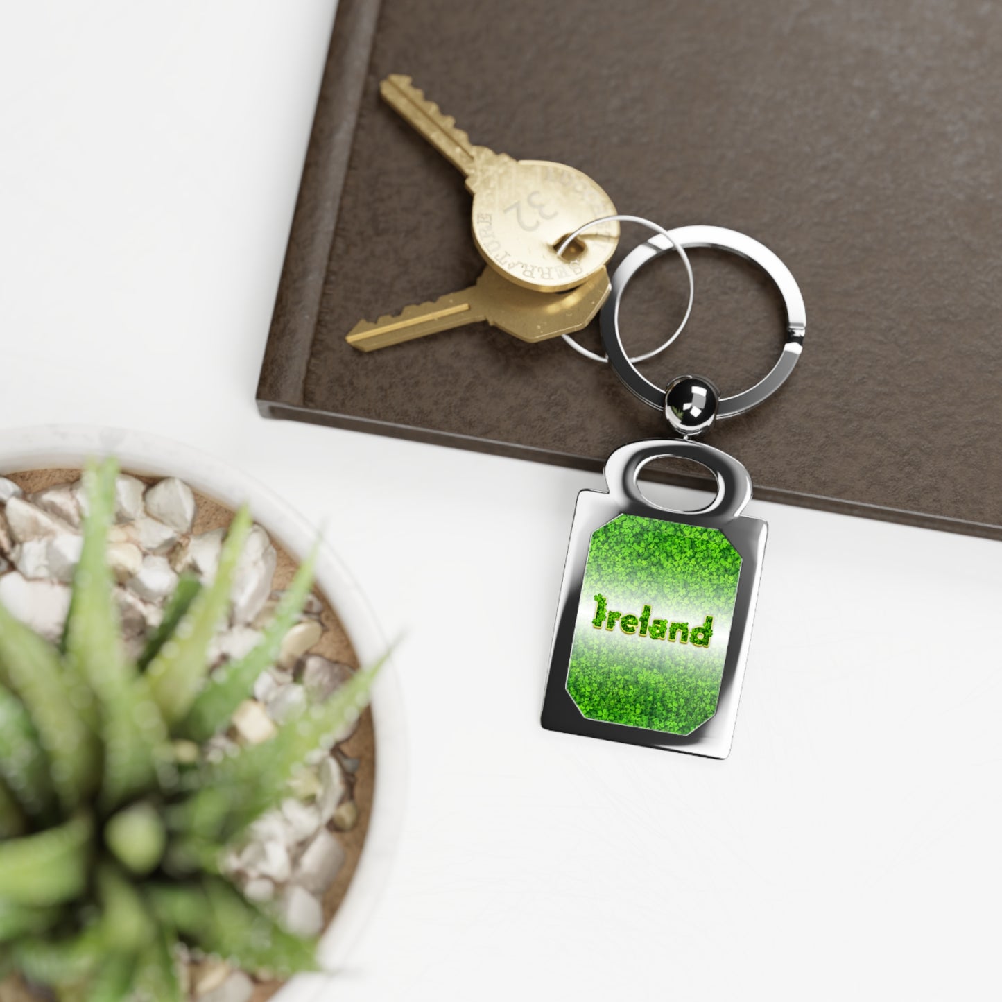 Eire Green Key holder Rectangle Photo Keyring