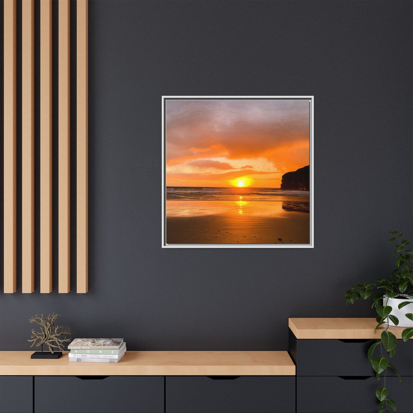 Sunset in Ballybunion Matte Canvas, Framed (Multi-color)
