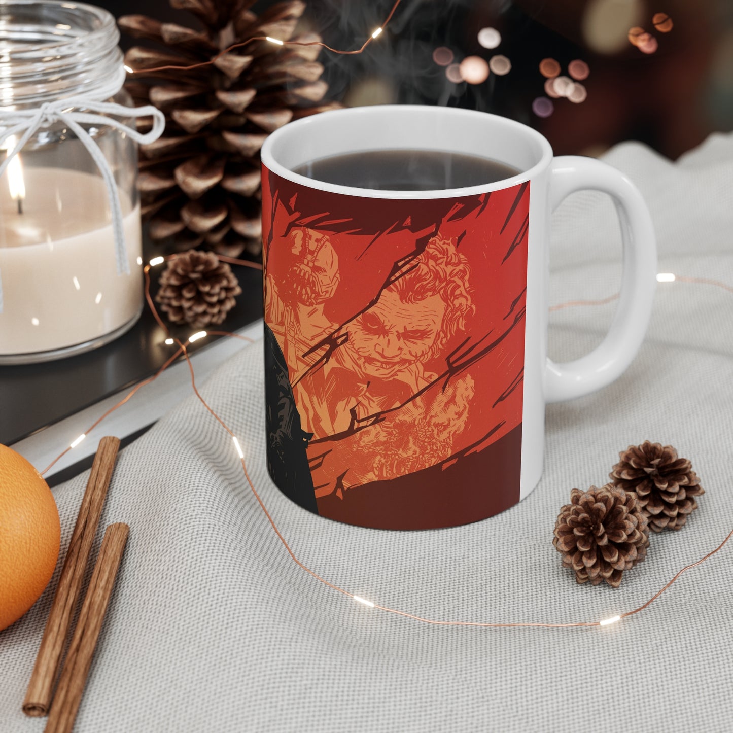 Heroic Ceramic Coffee Cups - 11oz & 15oz, Batman-Inspired Design for Coffee Lovers