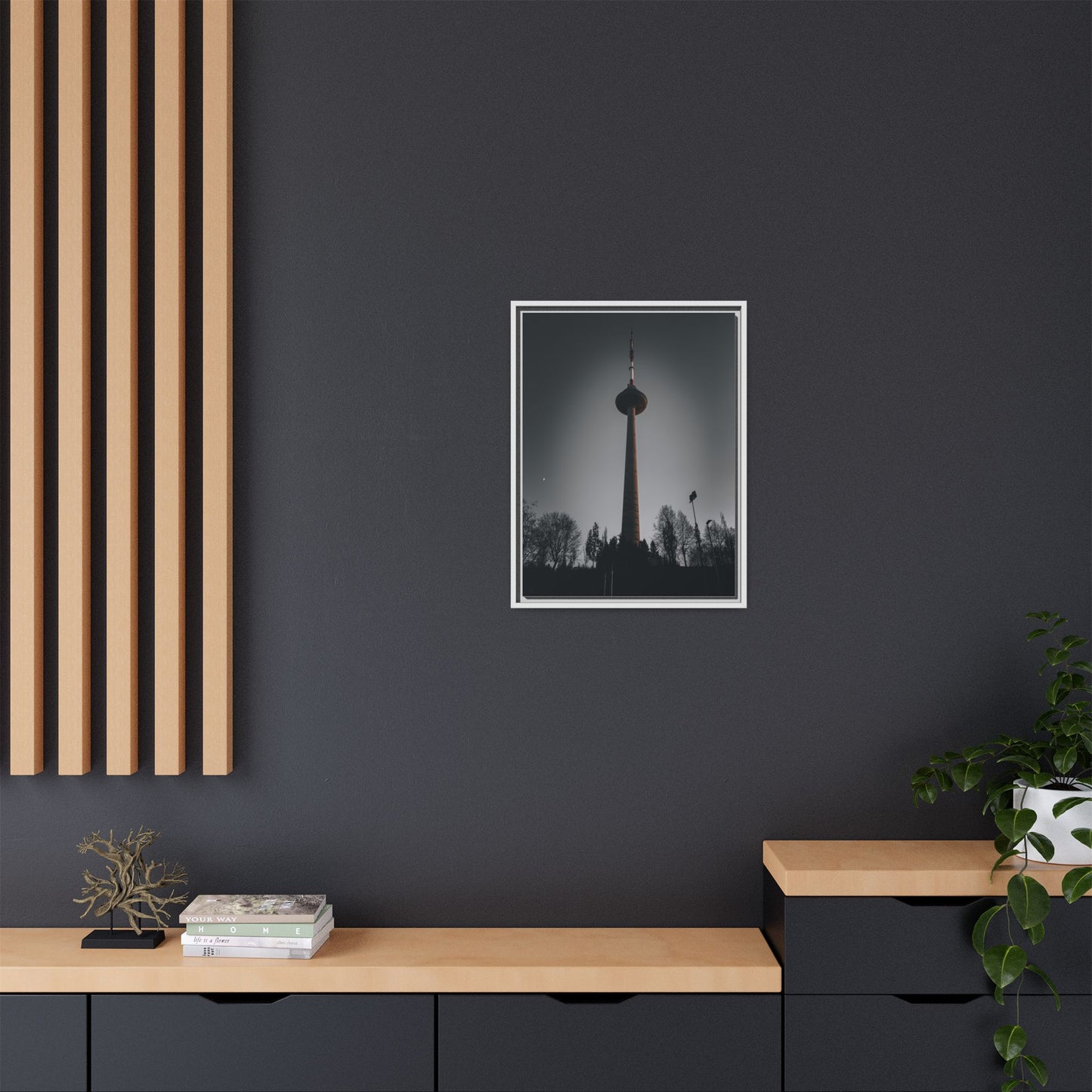 TV Tower Matte Canvas, Framed (Multi-color)