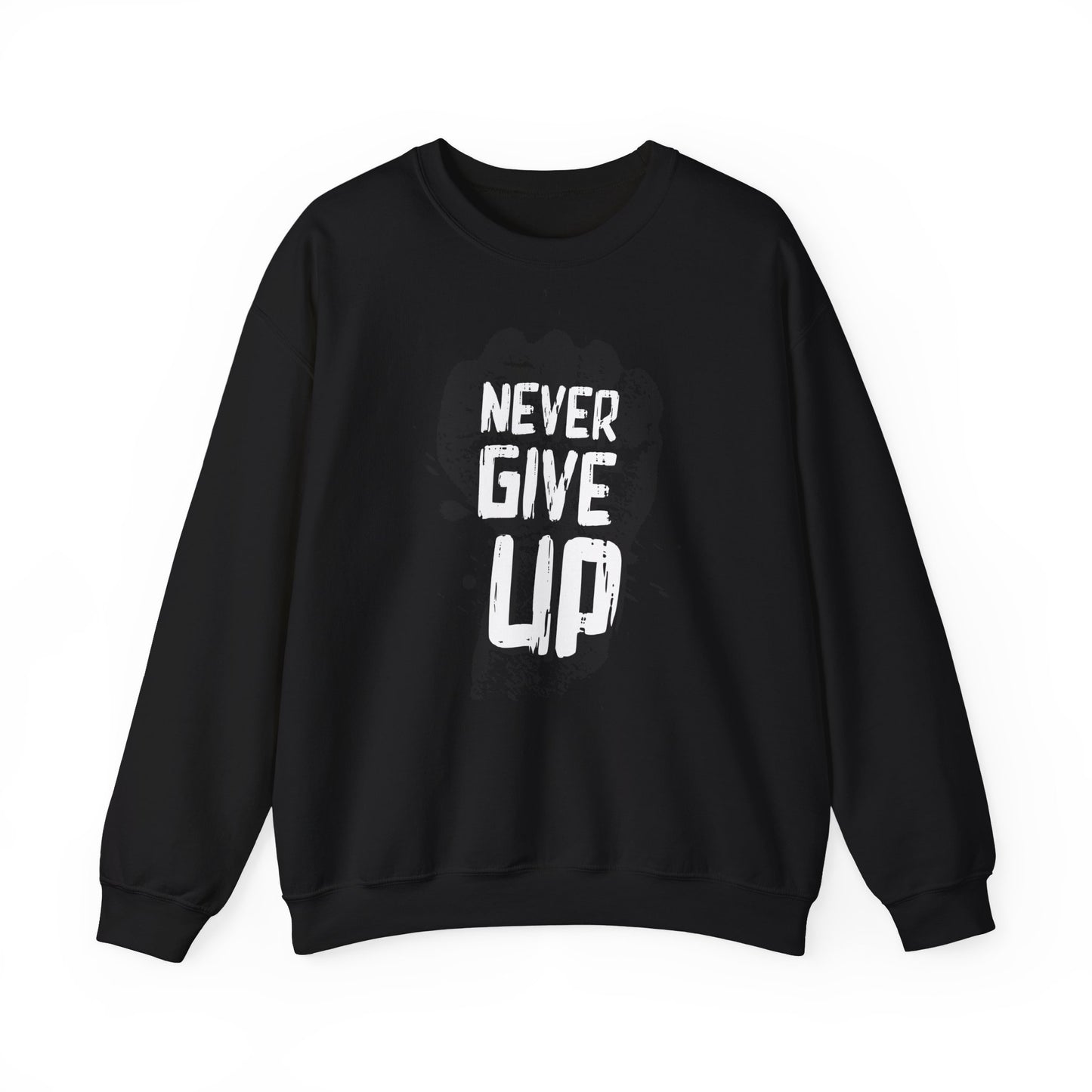 Inspirational Crewneck Sweatshirt - 'Never Give Up'