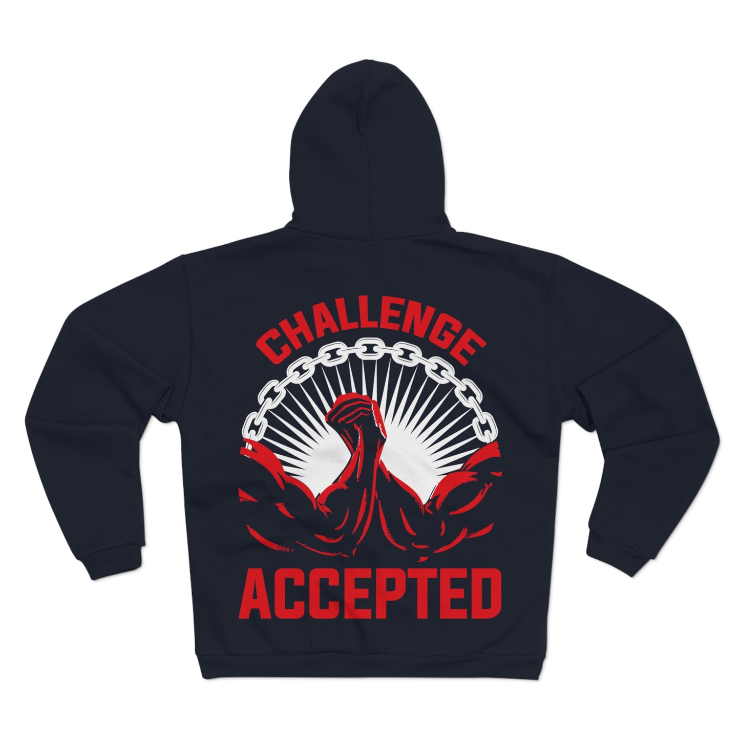 Motivational Unisex Hooded Zip Sweatshirt - 'Challenge Accepted' Fitness Hoodie