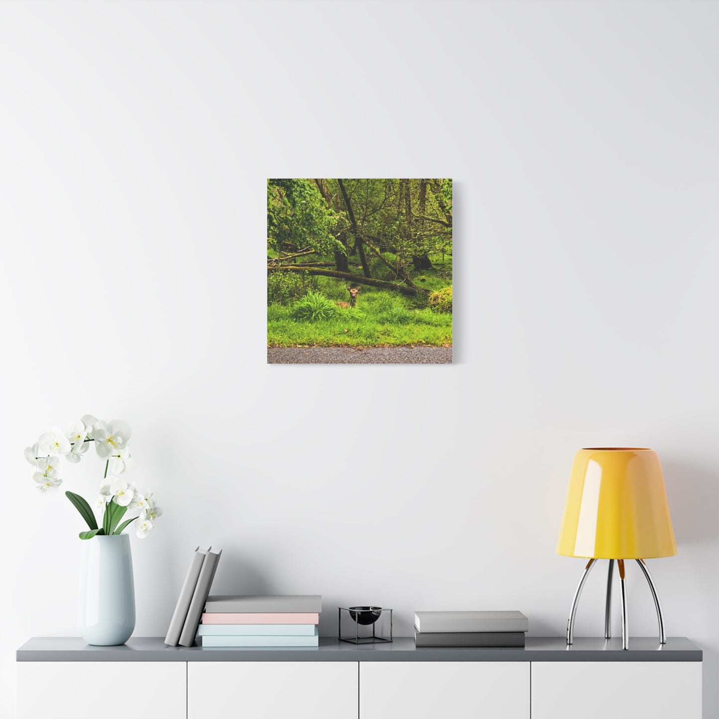 Deer in Ditch Matte Canvas, Stretched, 1.25"