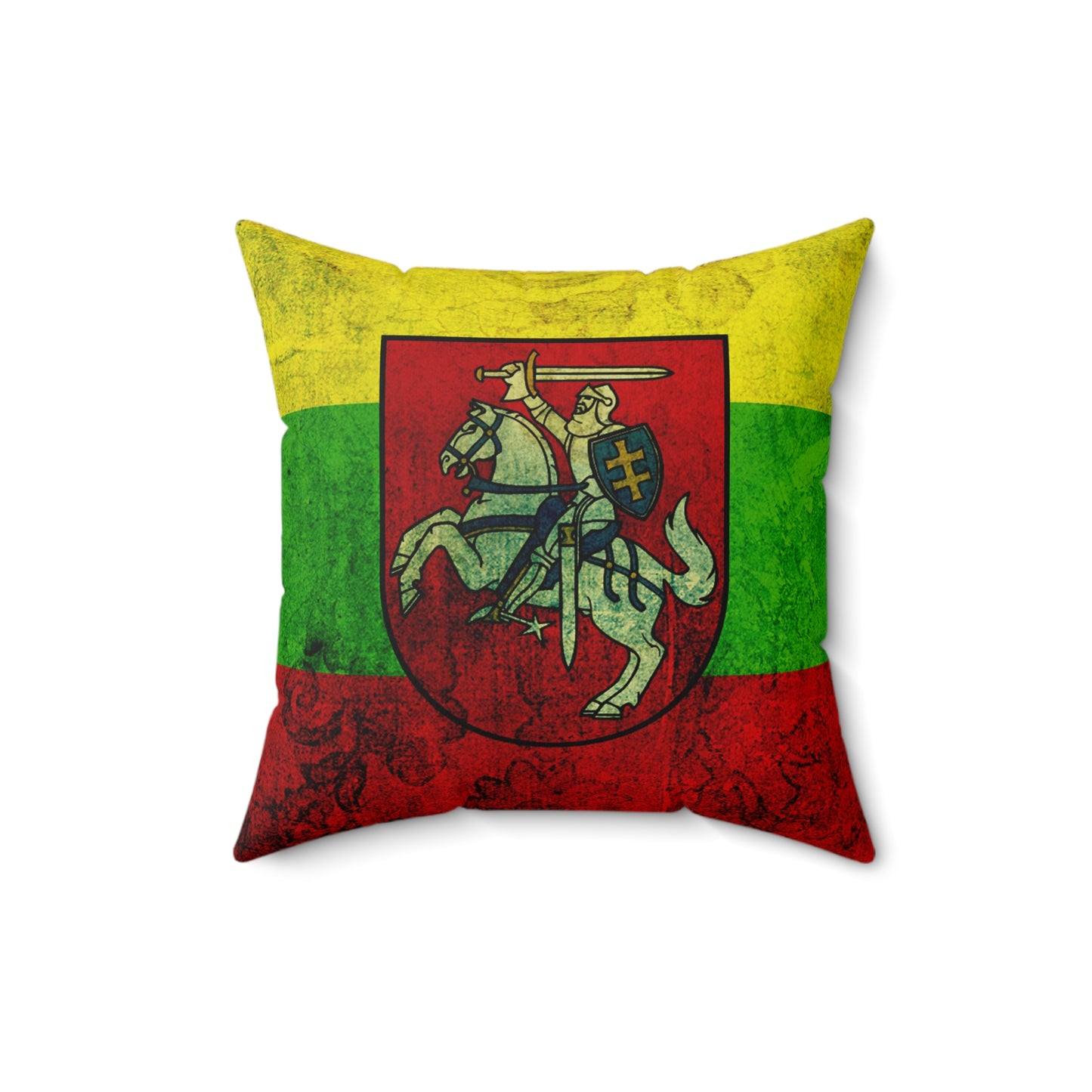 Vibrant Lithuanian Flag Pillow - Cozy Square Cushion for Home Décor
