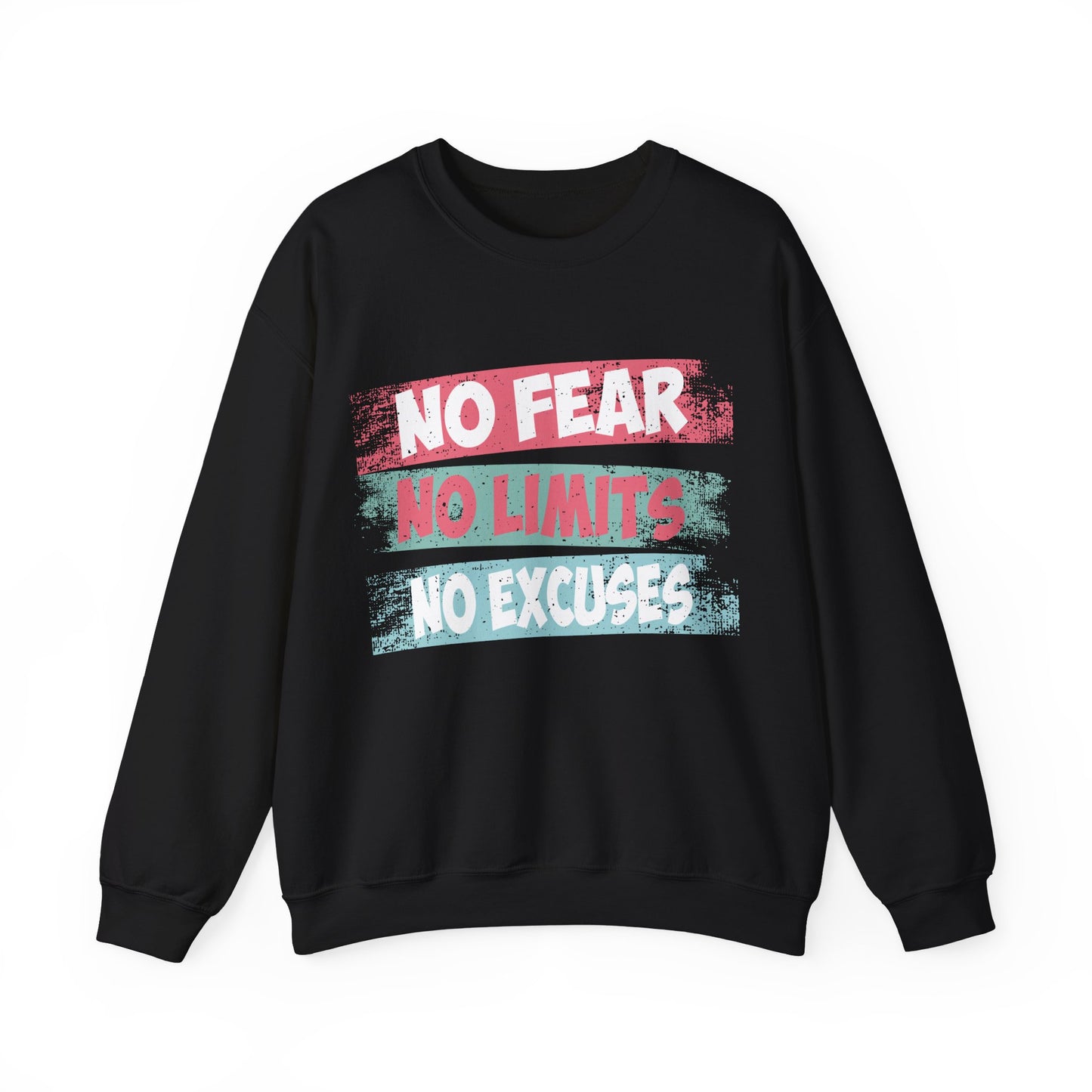Motivational Crewneck Sweatshirt - No Fear, No Limits, No Excuses