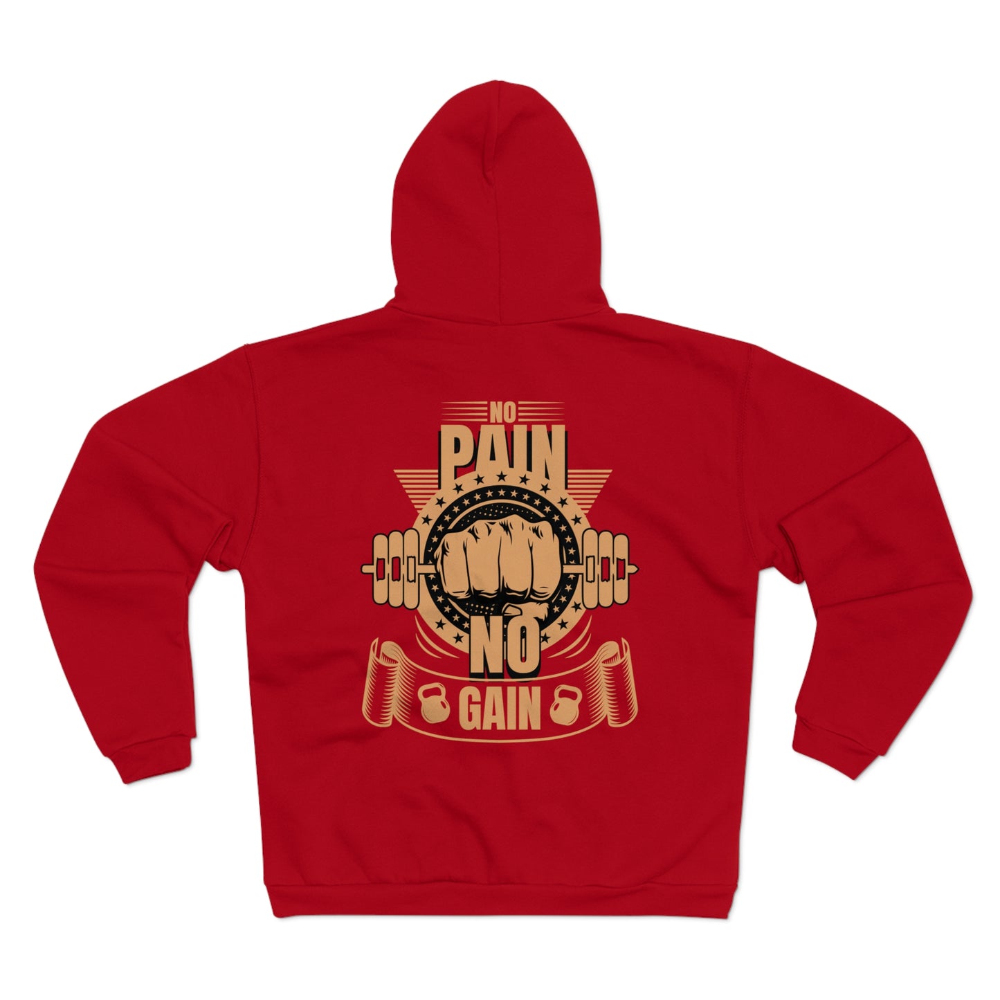 Motivational "No Pain No Gain" Unisex Hooded Zip Sweatshirt - Perfect for Gym Enthusiasts