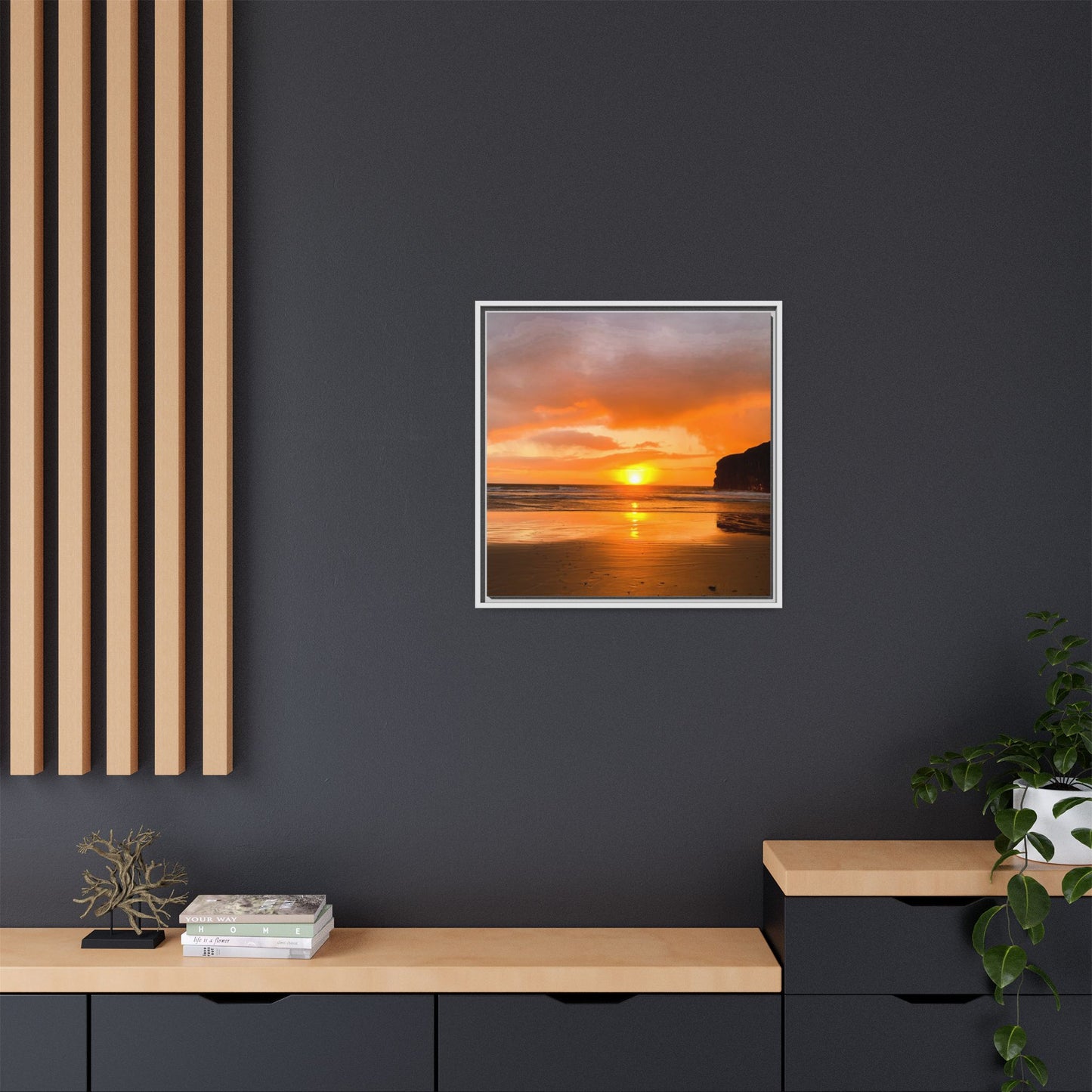 Sunset in Ballybunion Matte Canvas, Framed (Multi-color)