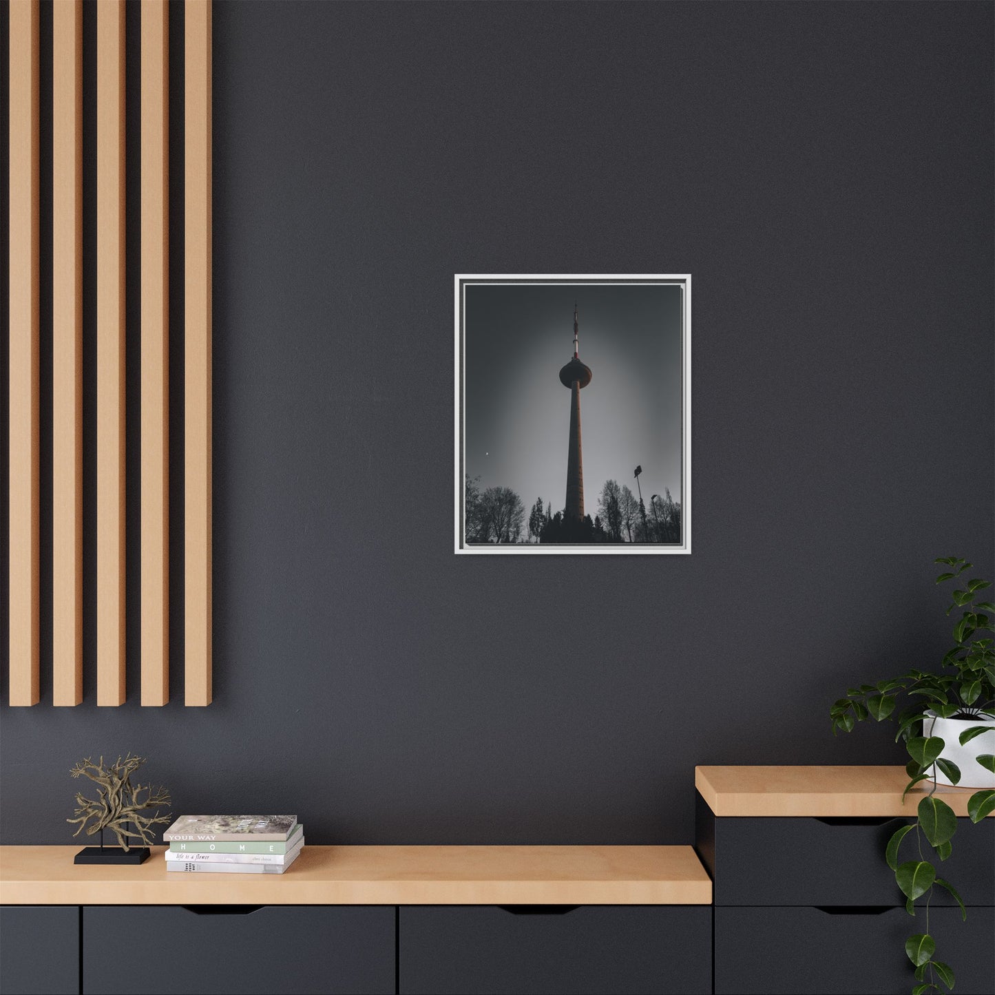 TV Tower Matte Canvas, Framed (Multi-color)