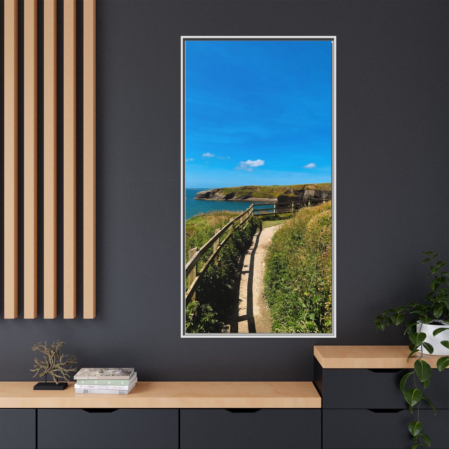 Cliff Trail Ballybunion Matte Canvas, Framed (Multi-color)