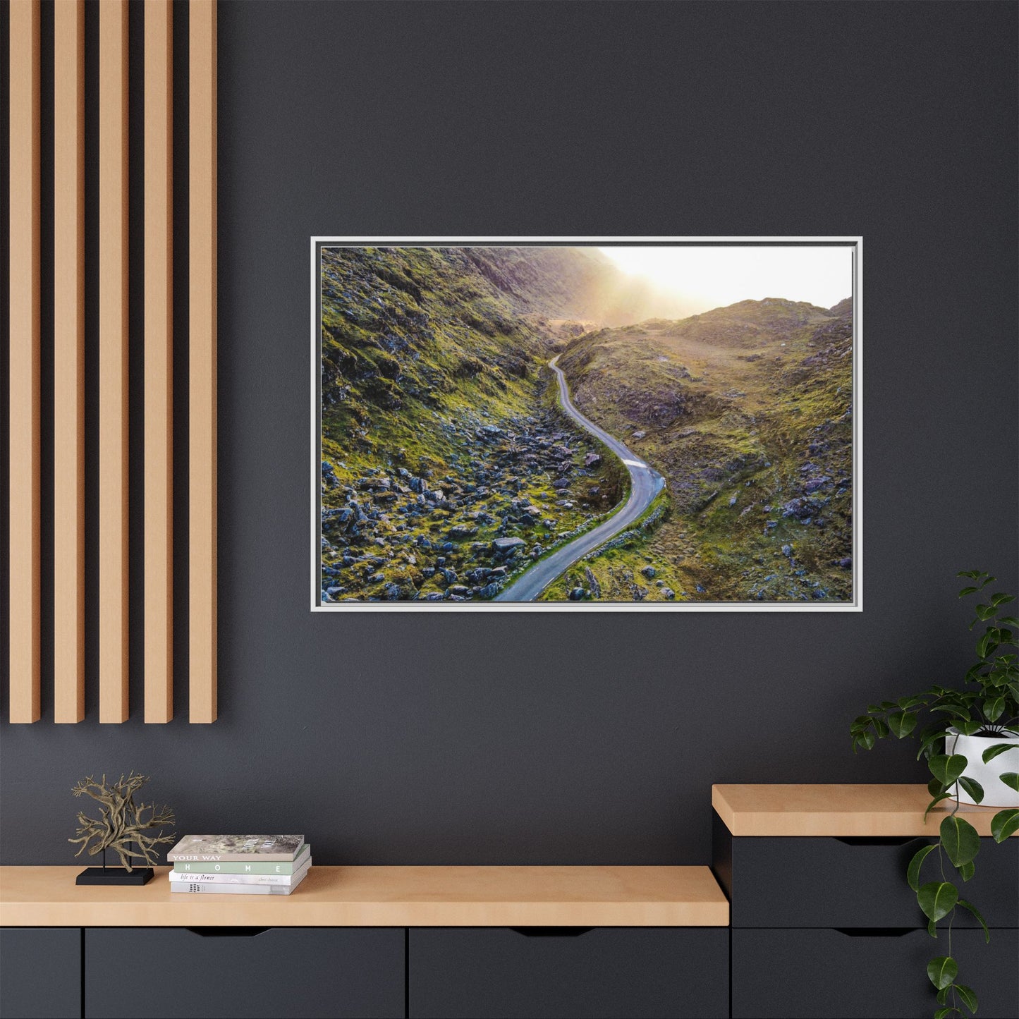 Valley Road Matte Canvas, Framed (Multi-color)