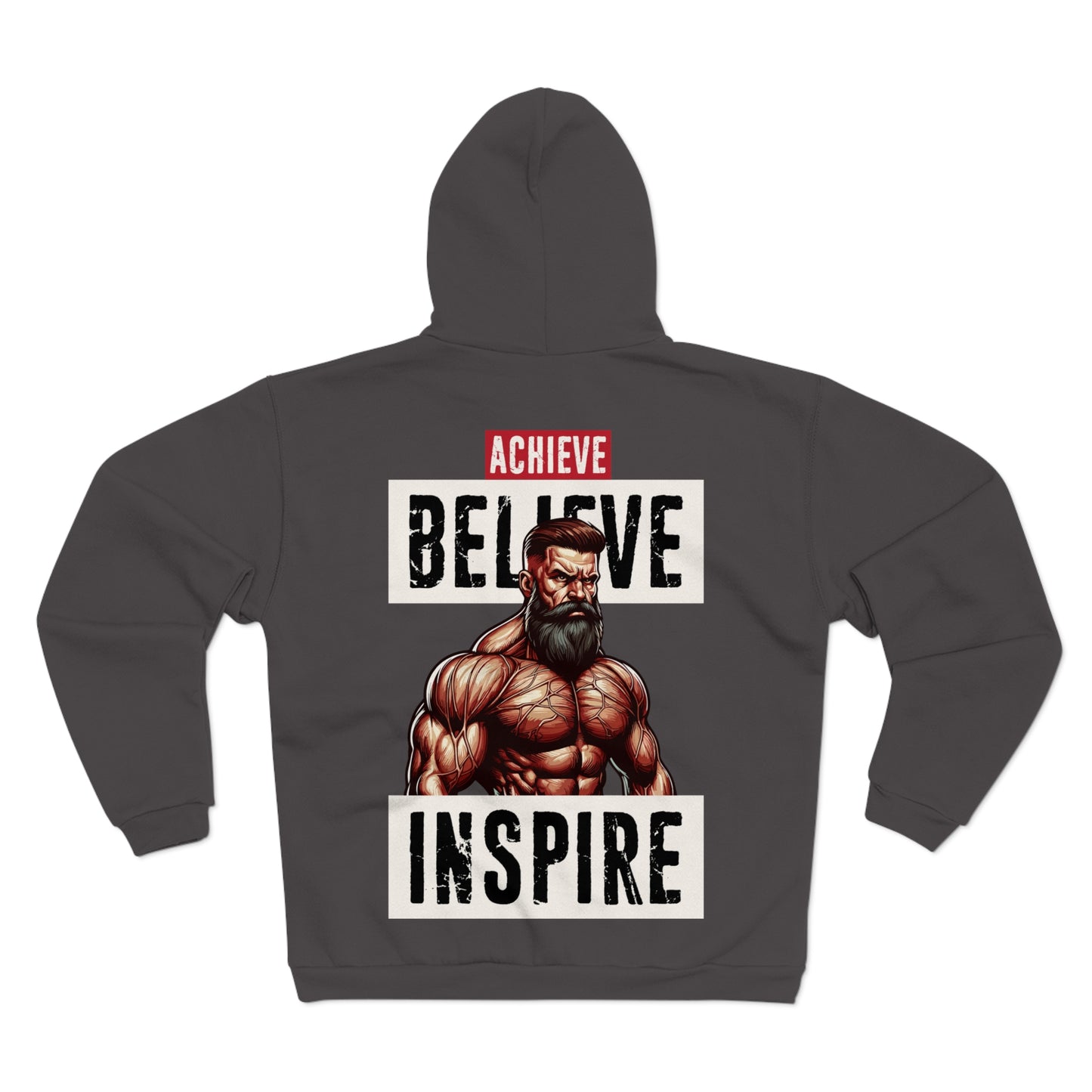 Achieve Believe Inspire Unisex Hooded Zip Sweatshirt - Motivational Fitness Apparel