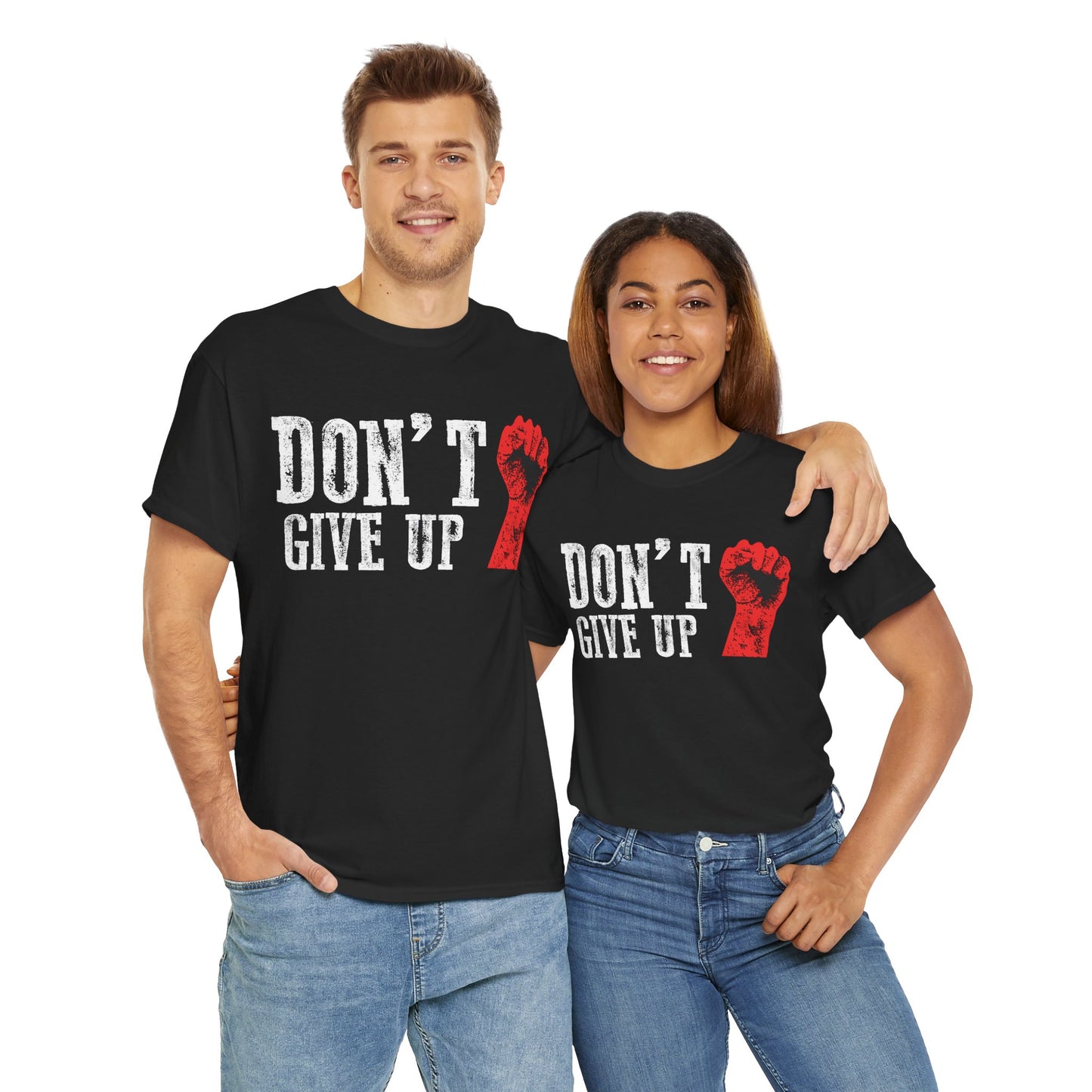 Unisex Heavy Cotton Tee - 'Don't Give Up' Motivational Shirt