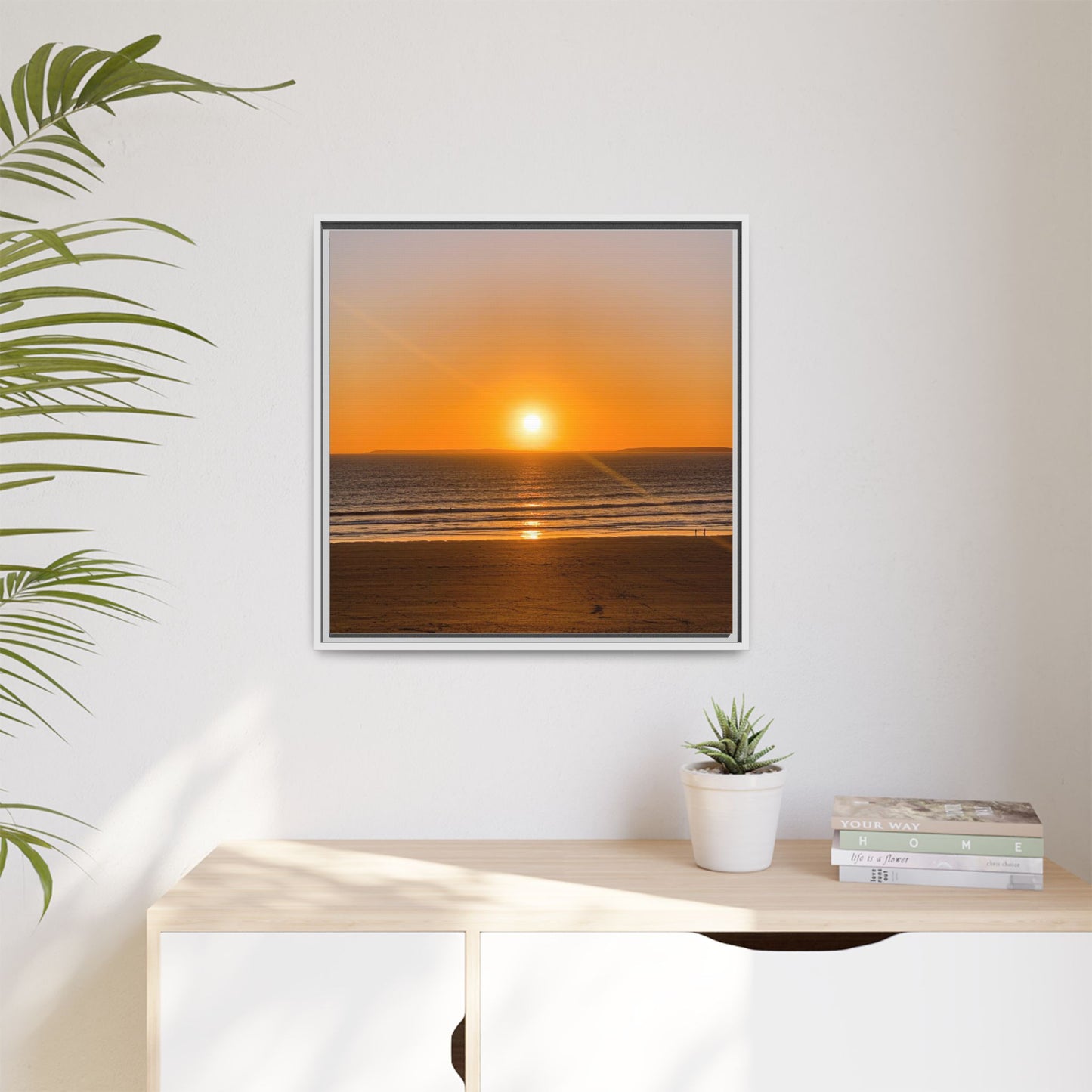 Sunset in Ocean Matte Canvas, Framed (Multi-color)