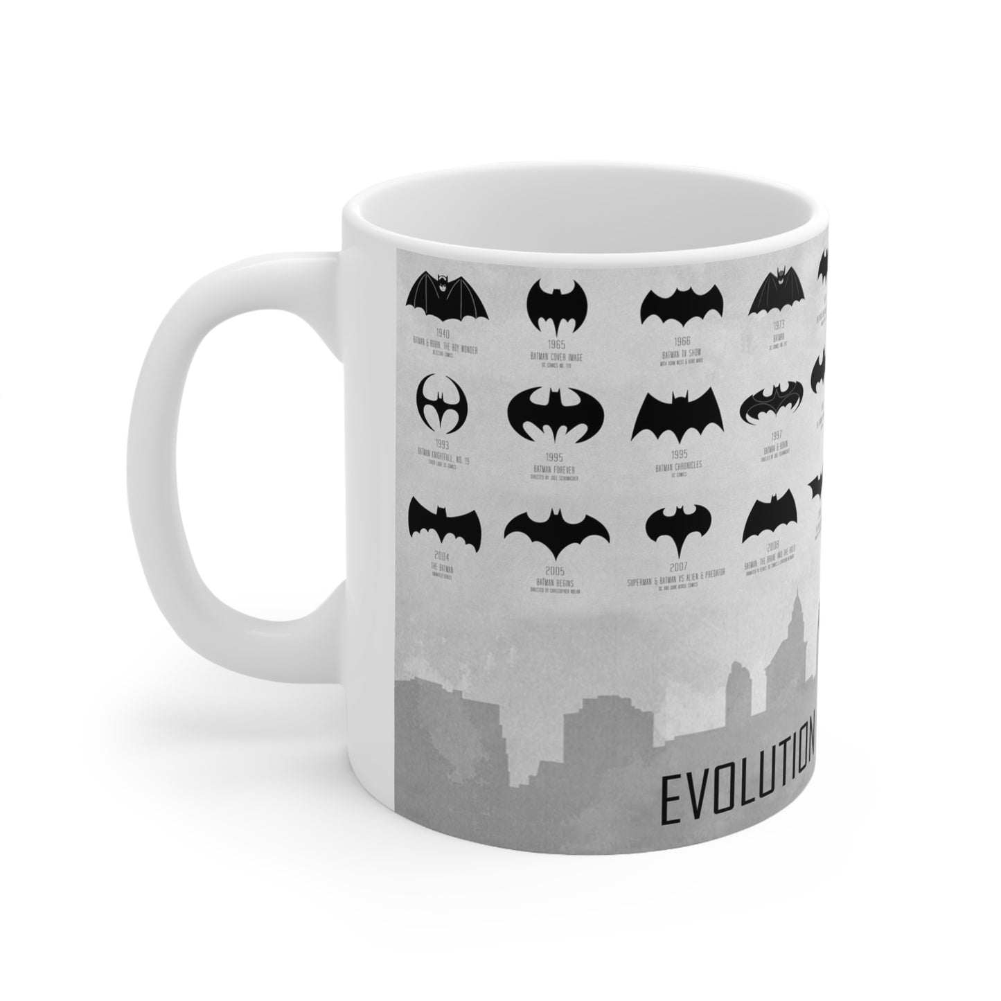 Batman Evolution Ceramic Coffee Cup - 11oz & 15oz, Perfect for Fans and Collectors