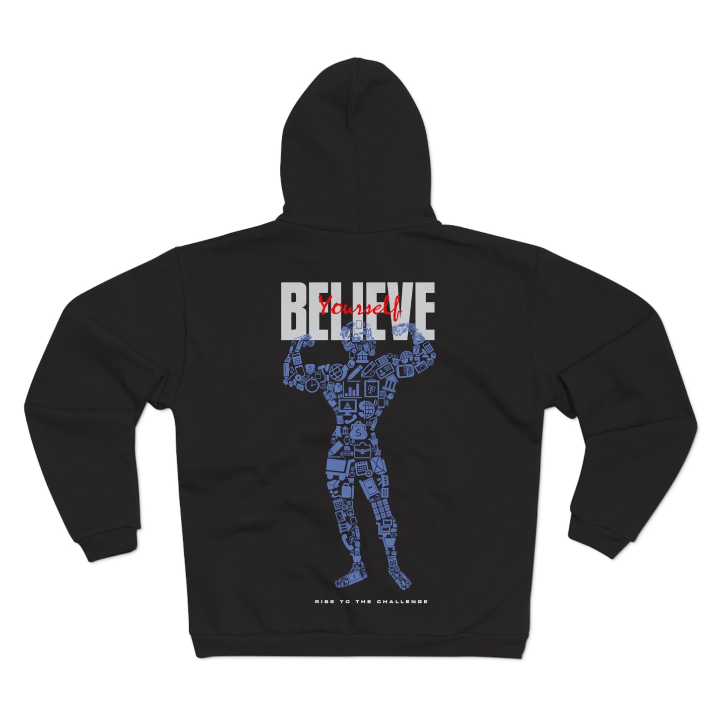 Motivational Zip-Up Hoodie - 'Believe' Design for Everyday Inspiration