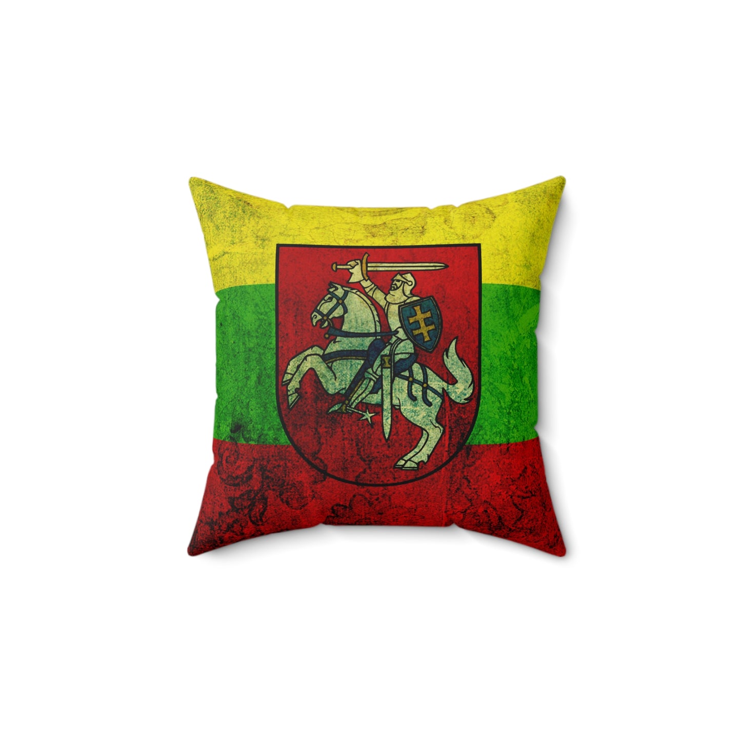 Vibrant Lithuanian Flag Pillow - Cozy Square Cushion for Home Décor