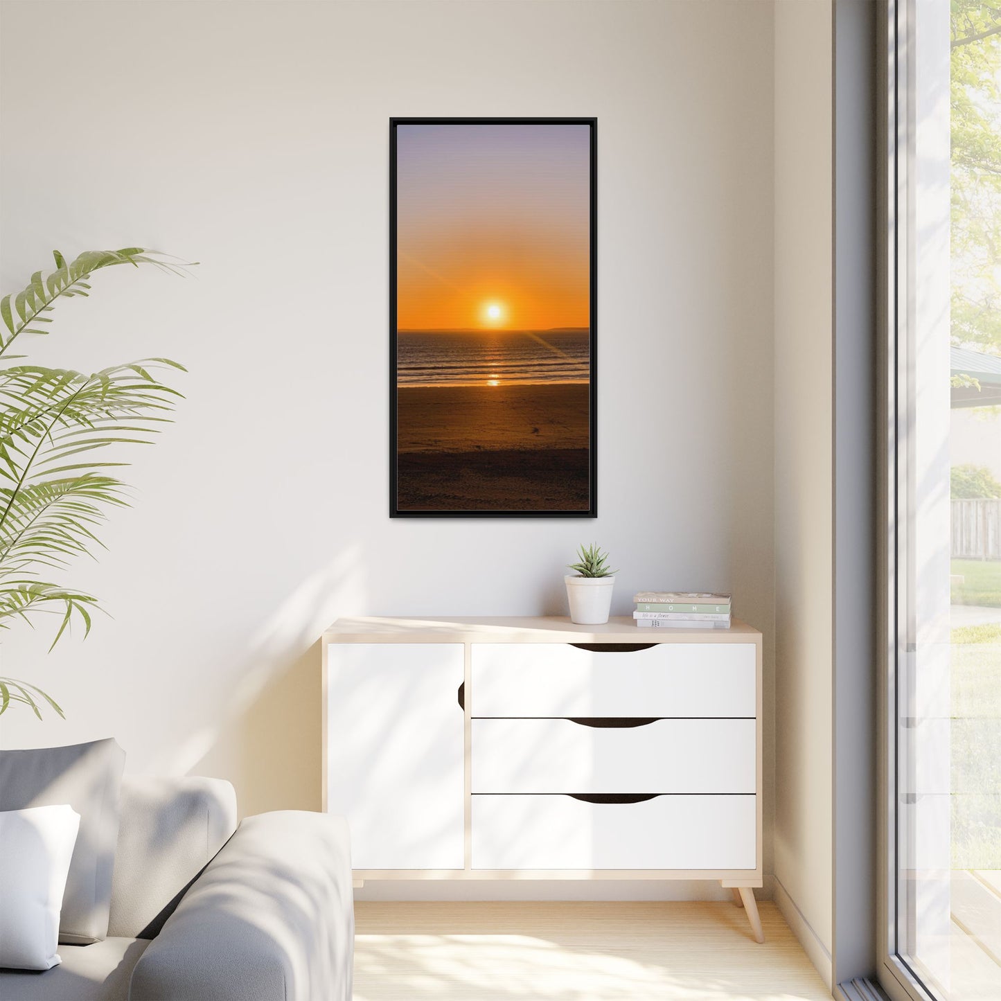 Sunset in Ocean Matte Canvas, Framed (Multi-color)