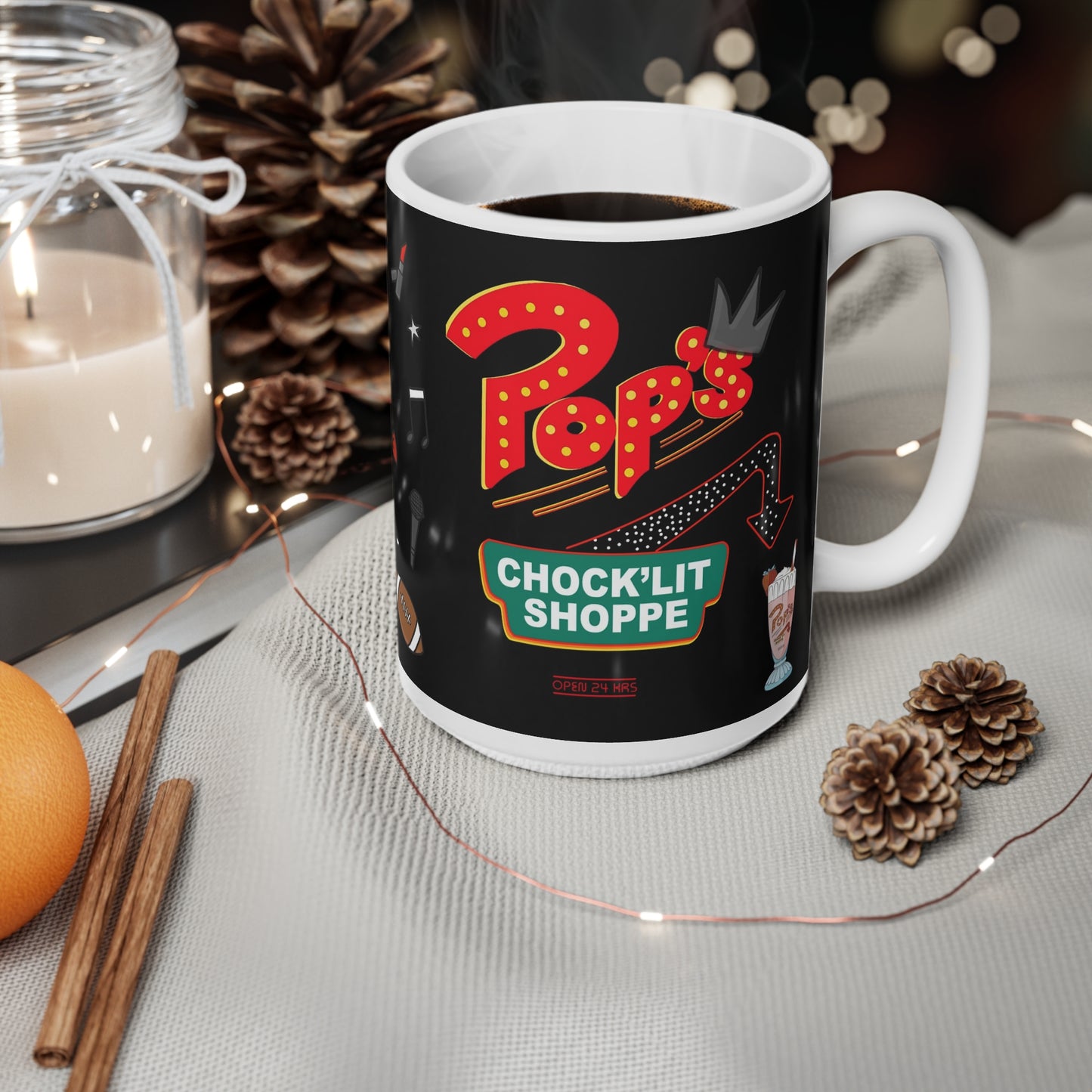 Fun Retro Diner-Inspired Ceramic Coffee Cups - 11oz & 15oz