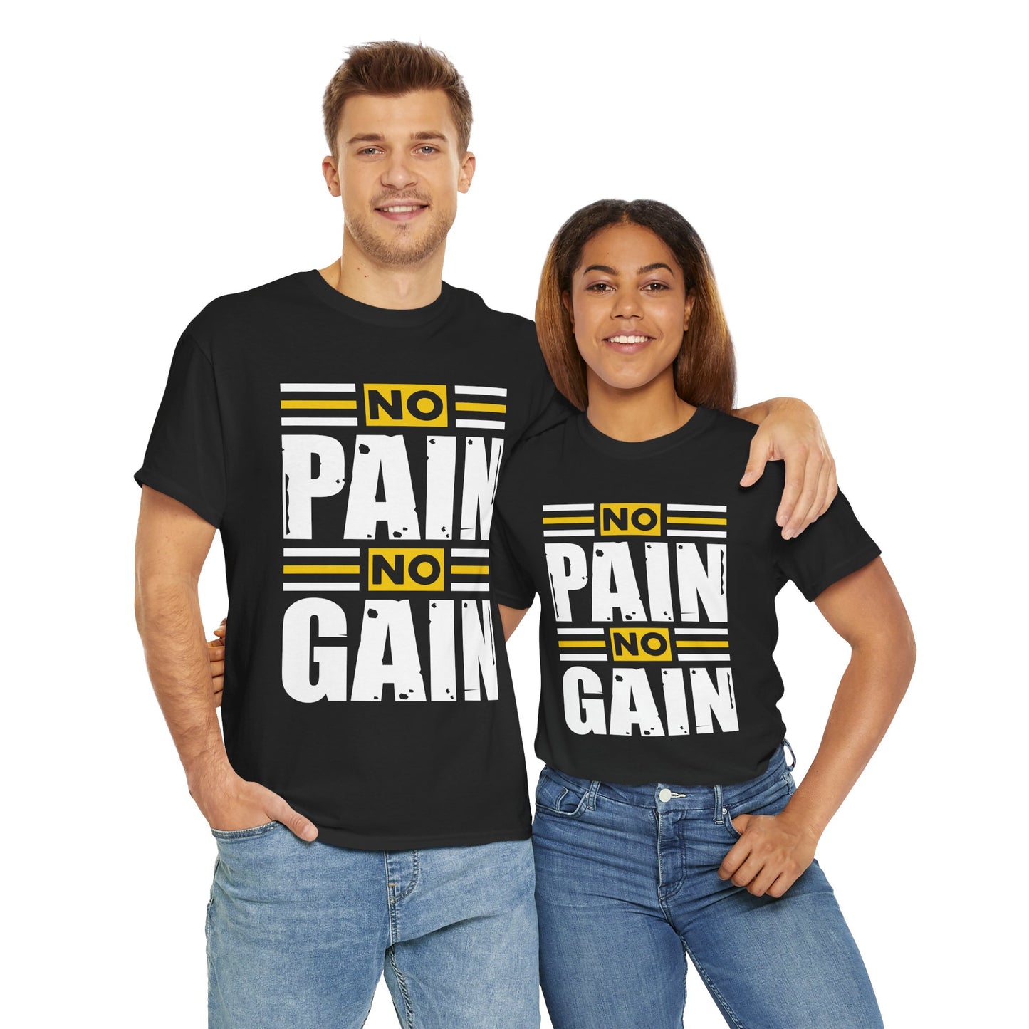 Motivational Workout Tee - "No Pain No Gain" Unisex Heavy Cotton T-Shirt