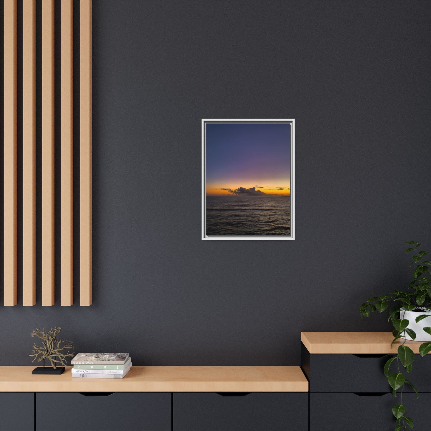 Sunset in Ocean 2 Matte Canvas, Framed (Multi-color)