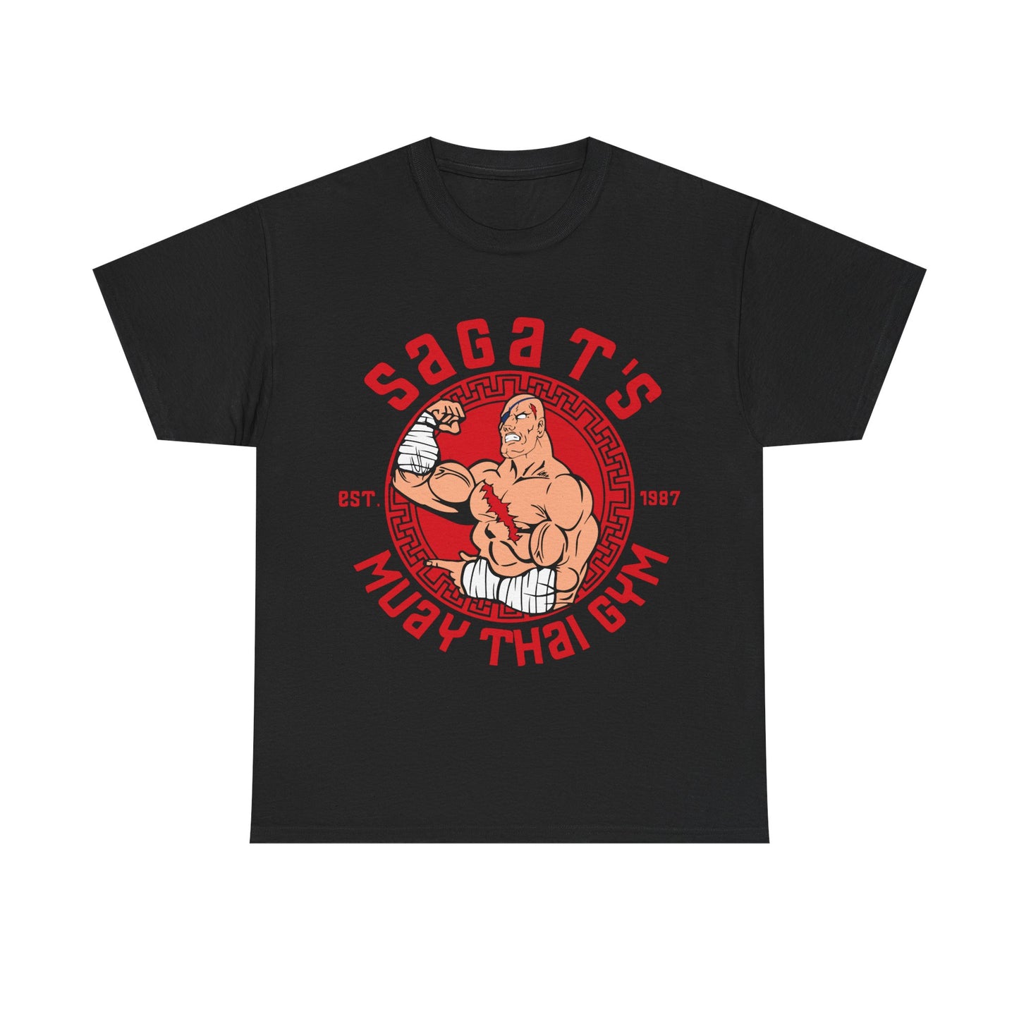 Sagat's Muay Thai Gym Unisex Heavy Cotton Tee - Athletic Style for Fitness Enthusiasts Black