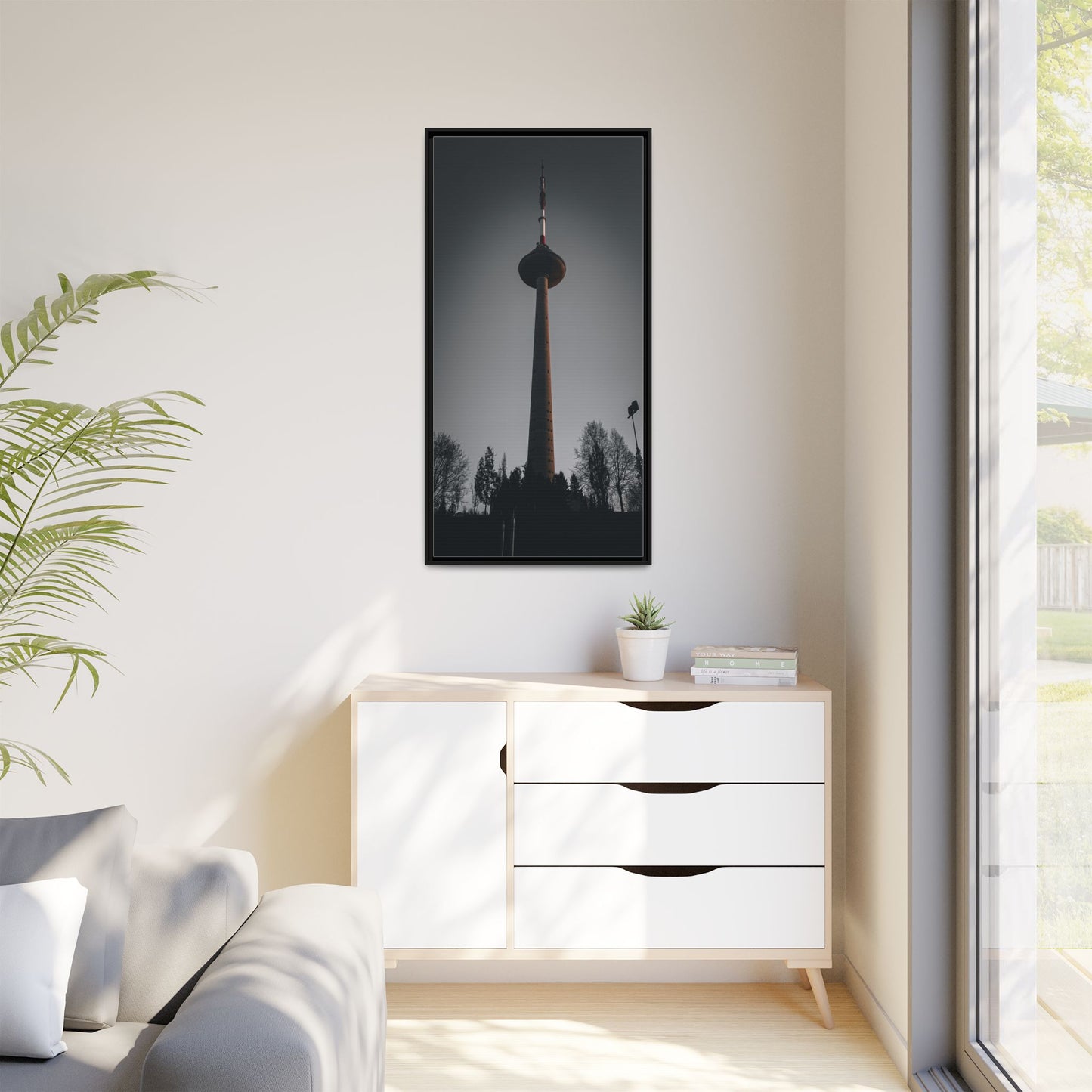TV Tower Matte Canvas, Framed (Multi-color)
