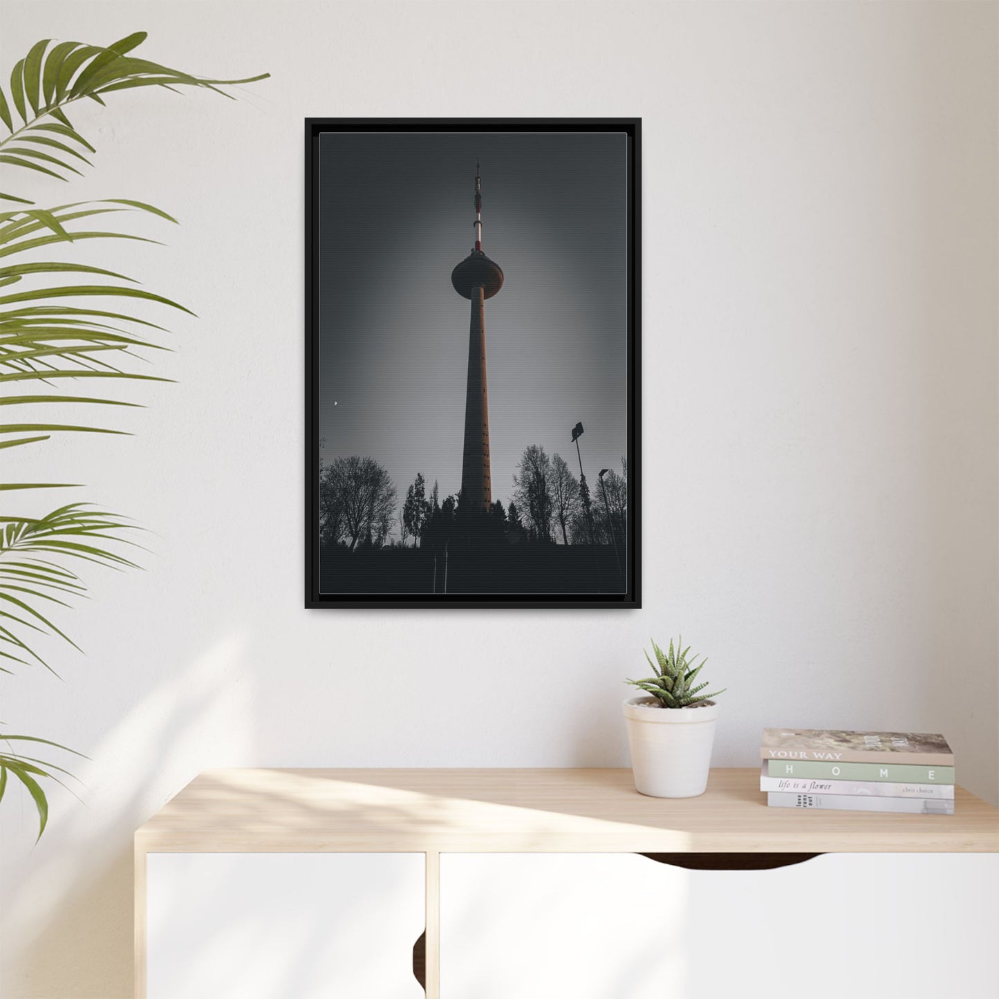 TV Tower Matte Canvas, Framed (Multi-color)