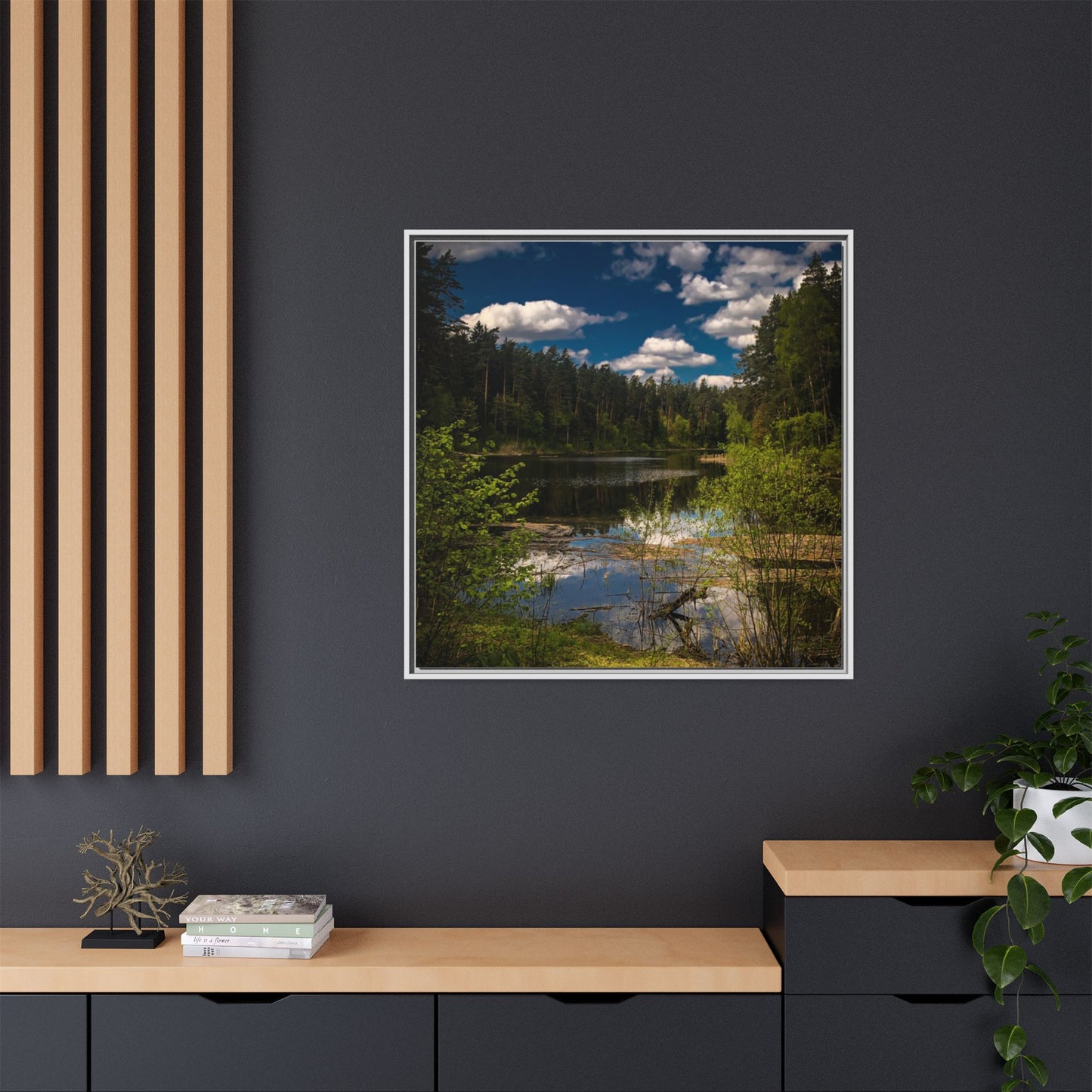Vilnius Lake Matte Canvas, Framed (Multi-color)